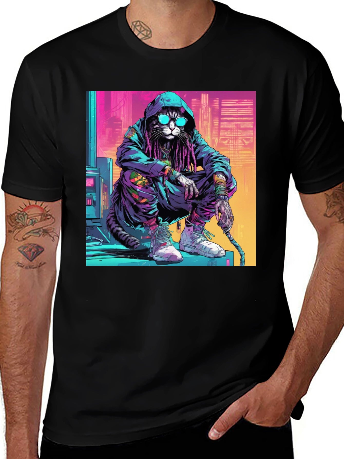 Cool Cat in Hoodie T-Shirt