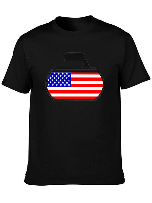 American Flag Curling Stone Graphic Tee