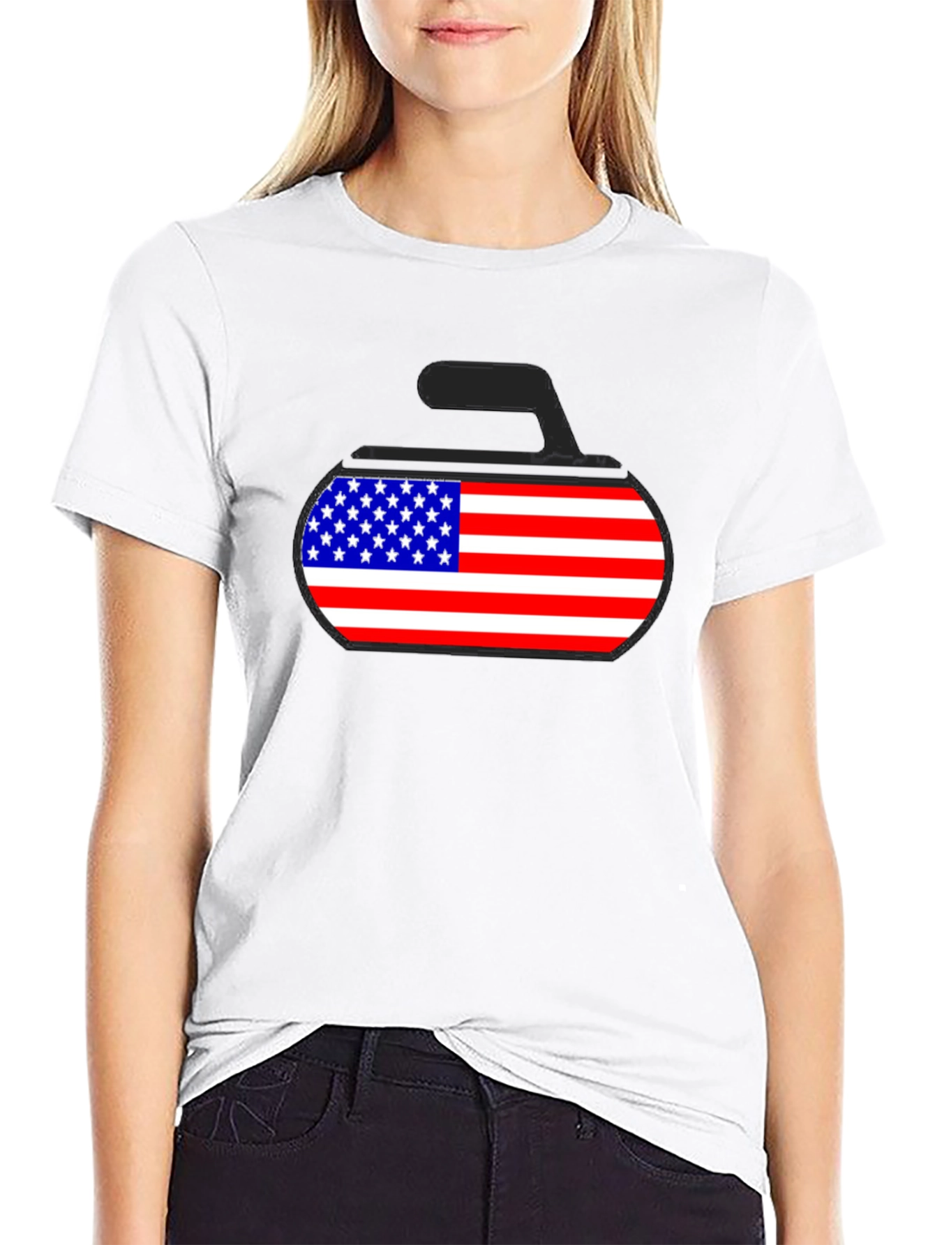 American Flag Curling Stone Graphic Tee