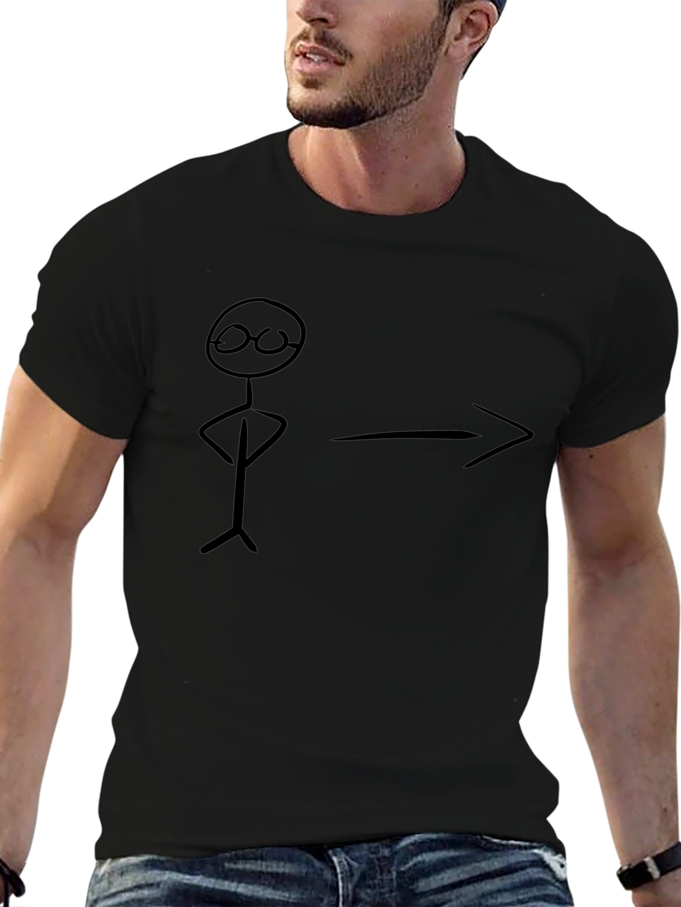 Funny Stick Figure Black T-Shirt