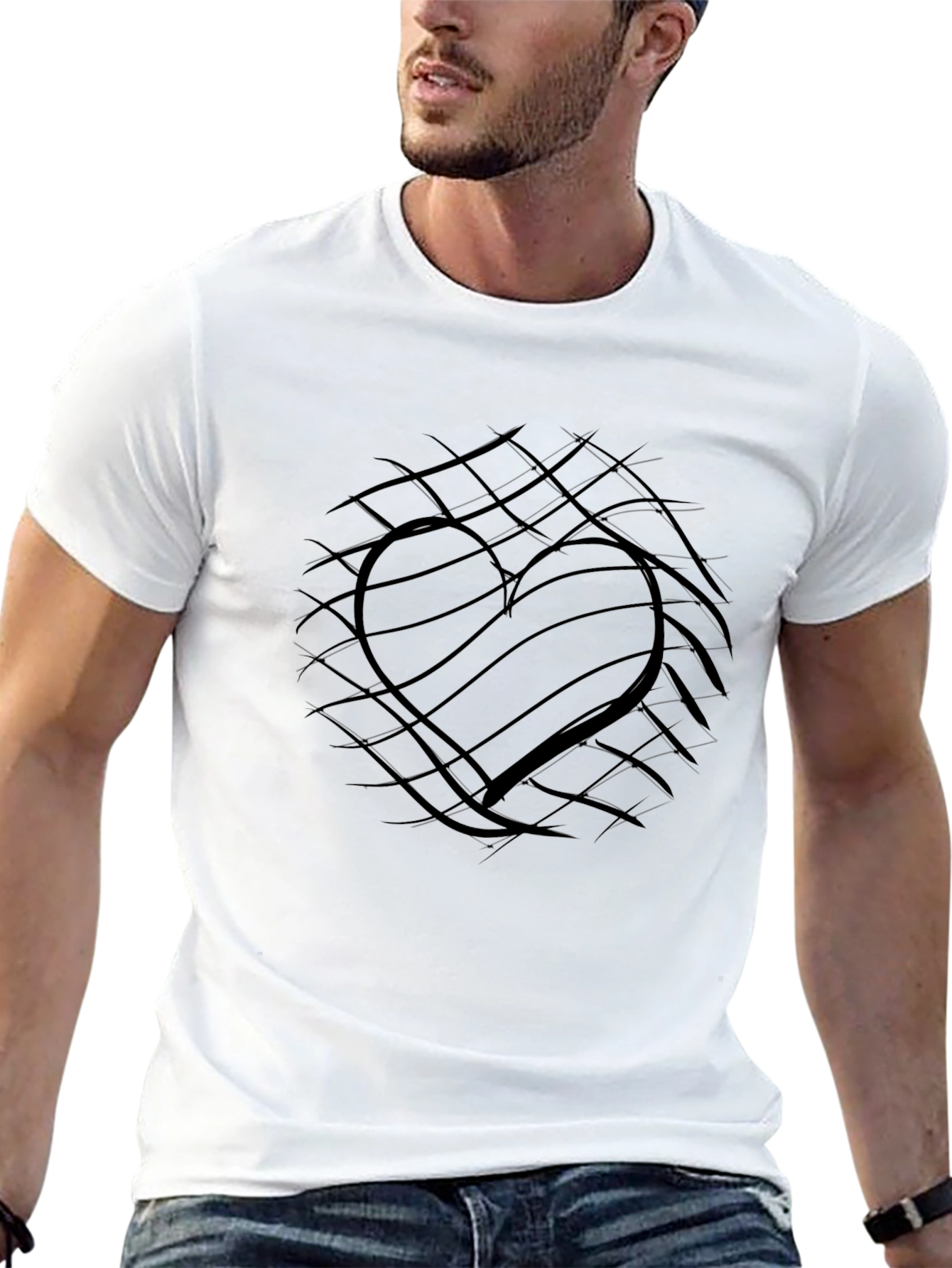 Abstract Heart Graphic Black T-Shirt