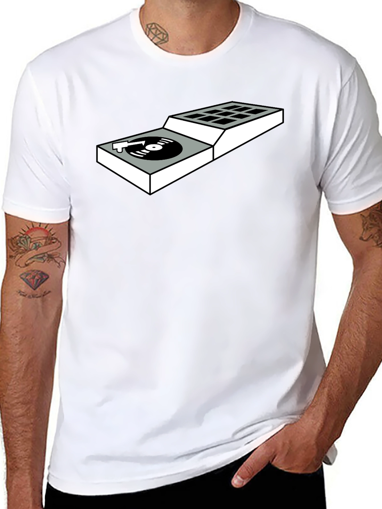 DJ Turntable Graphic Tee - Black Cotton T-Shirt