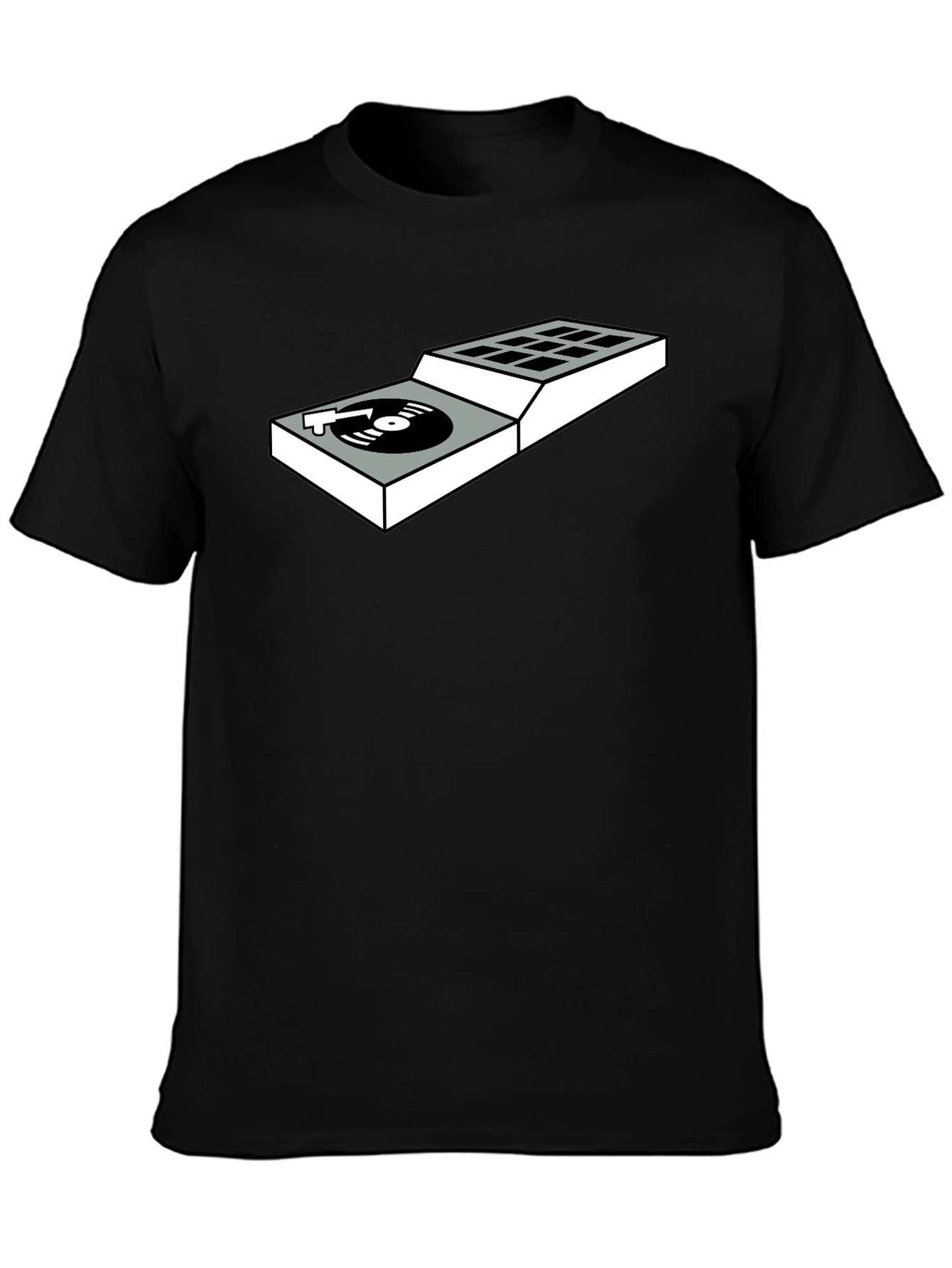 DJ Turntable Graphic Tee - Black Cotton T-Shirt