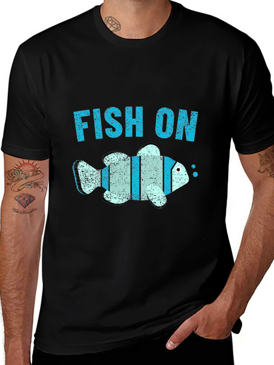 Fish On Graphic Tee - Black Cotton Comfort