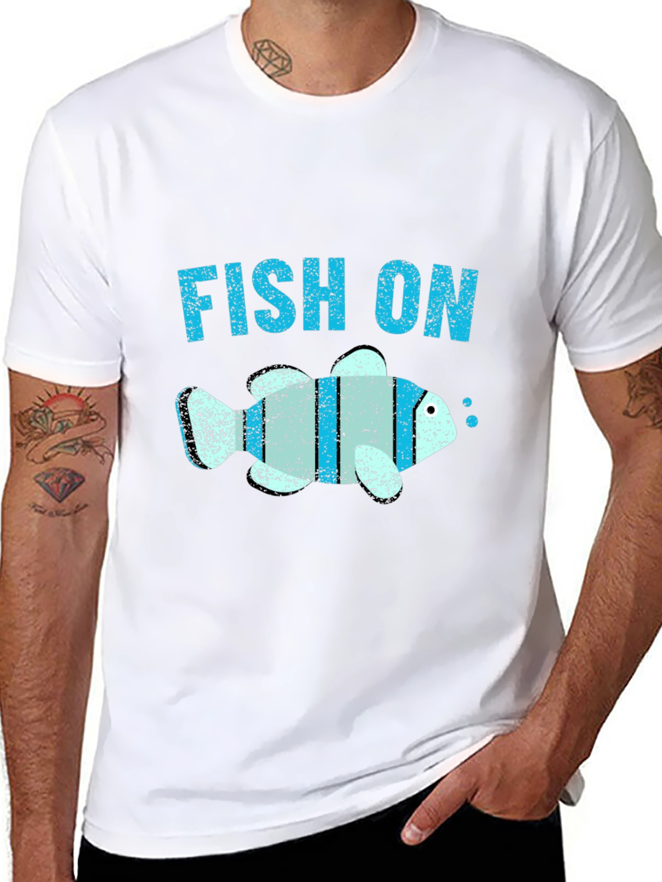 Fish On Graphic Tee - Black Cotton Comfort