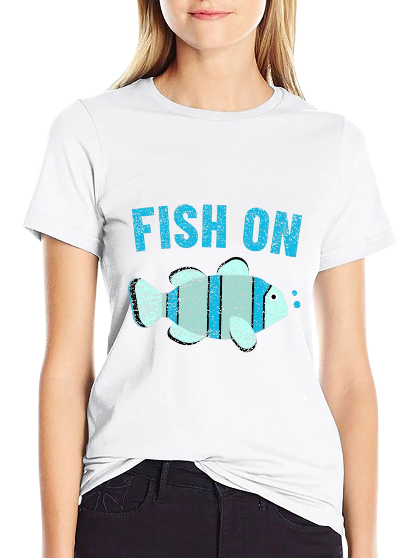 Fish On Graphic Tee - Black Cotton Comfort