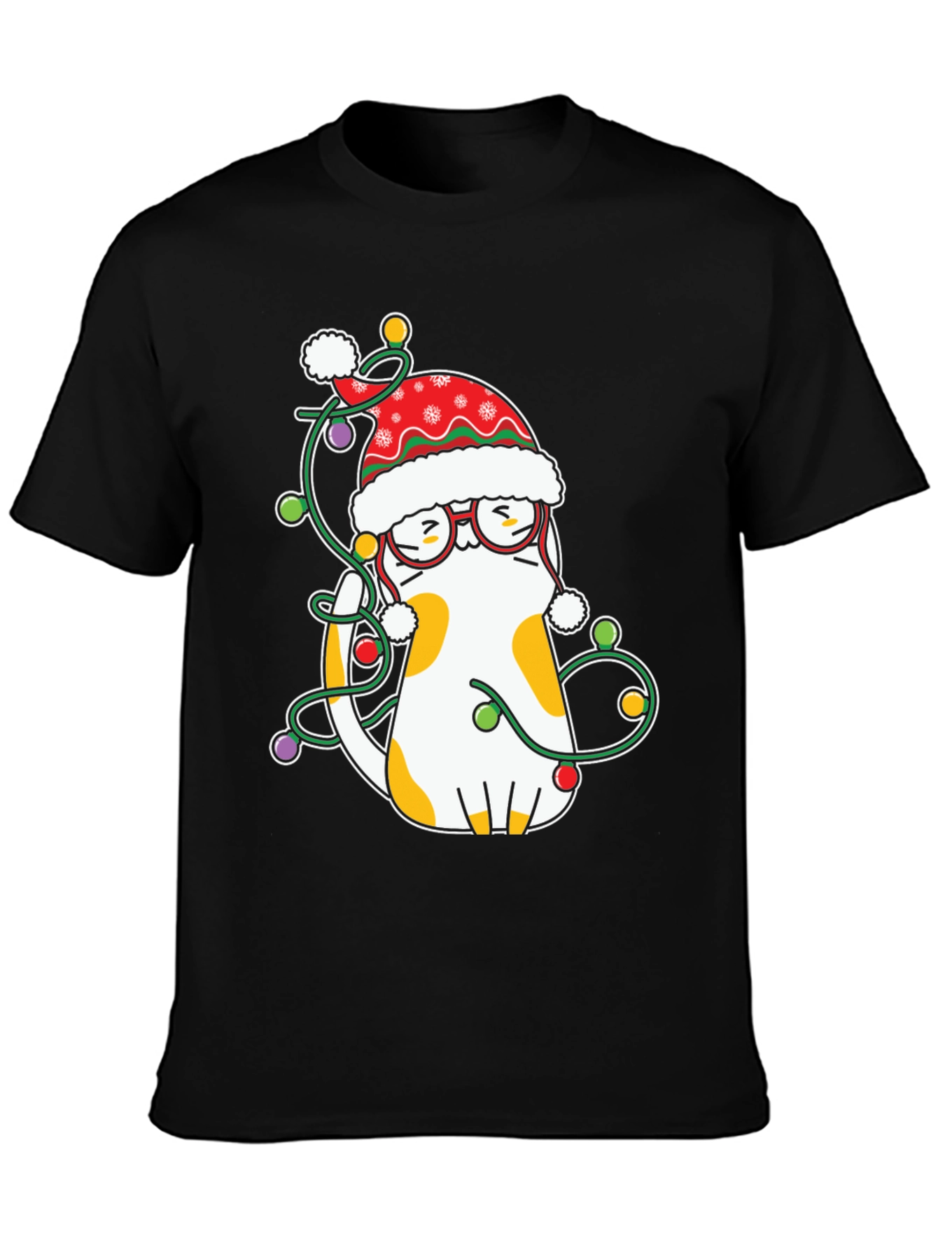 Festive Cat Christmas Lights T-Shirt