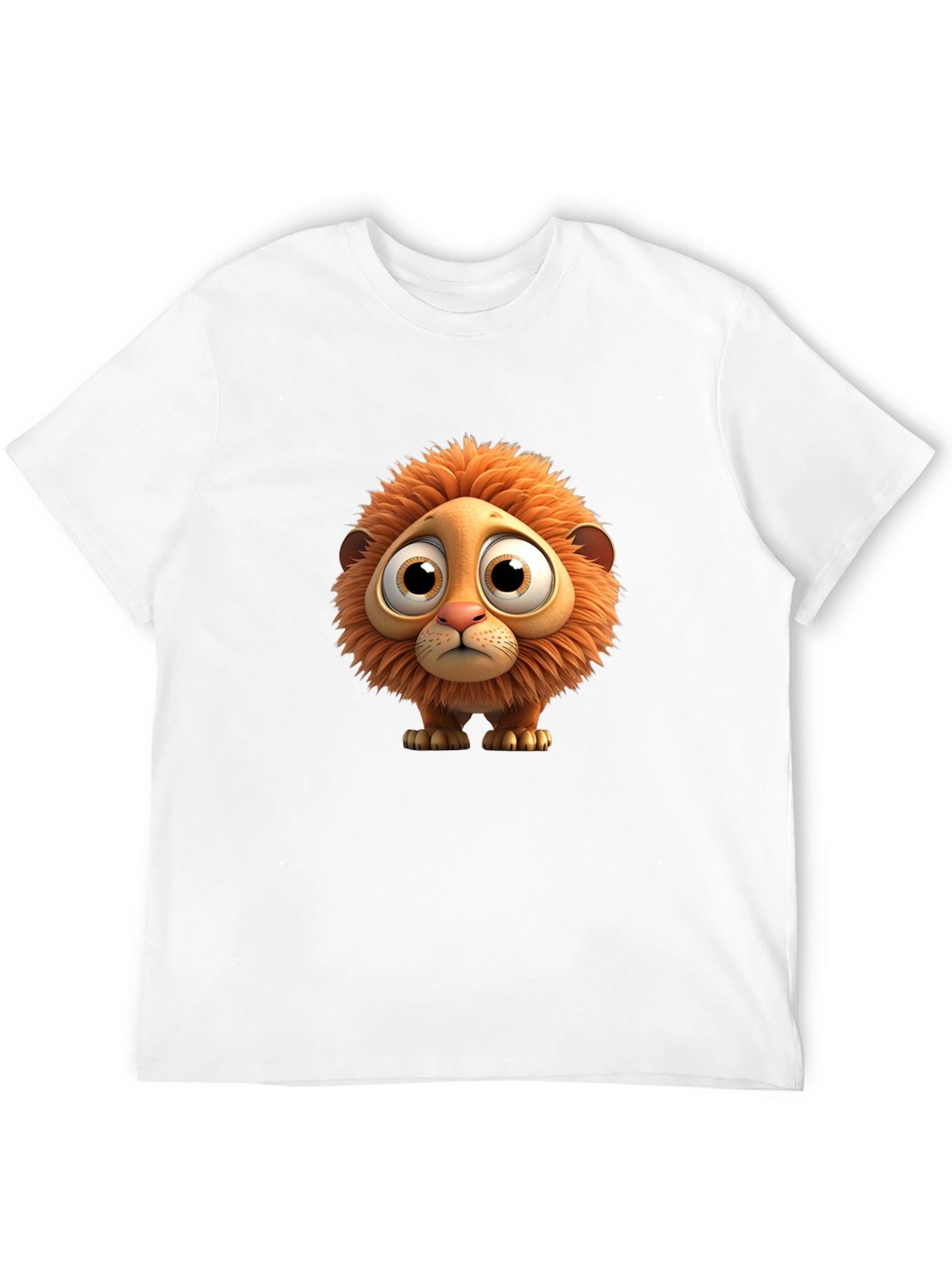 Cartoon Lion Graphic Black T-Shirt