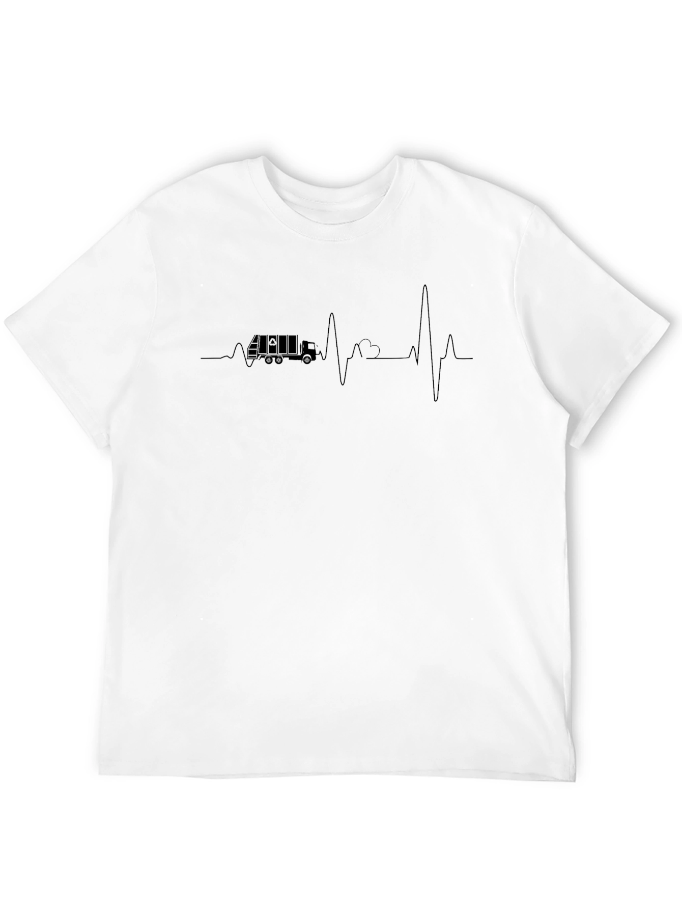 Truck Driver Heartbeat T-Shirt - Black