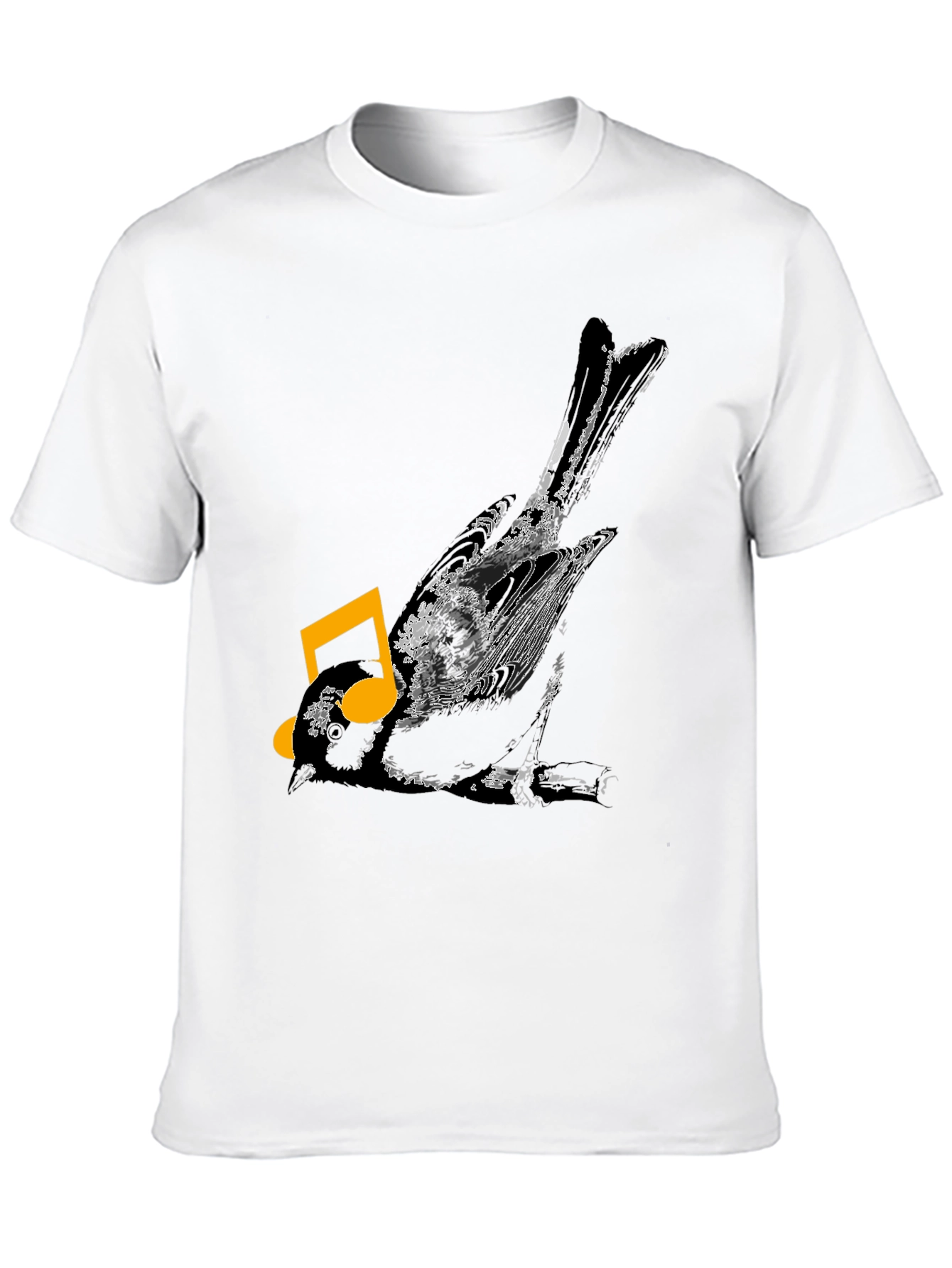 Bird & Music Note Graphic Black T-Shirt