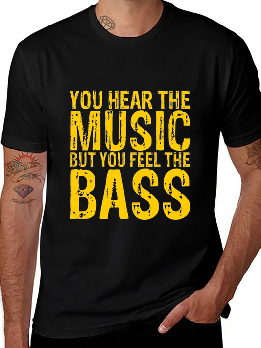 Music & Bass Graphic Tee - Black Cotton T-Shirt