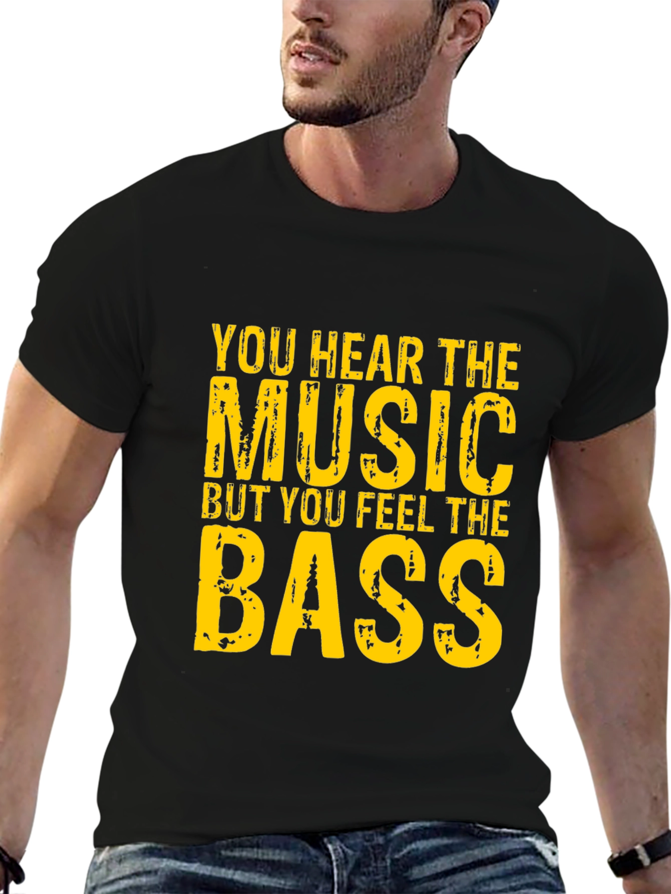 Music & Bass Graphic Tee - Black Cotton T-Shirt
