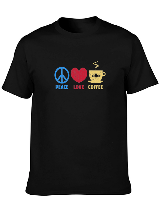 Peace Love Coffee Graphic Tee - Trendy Casual Comfort