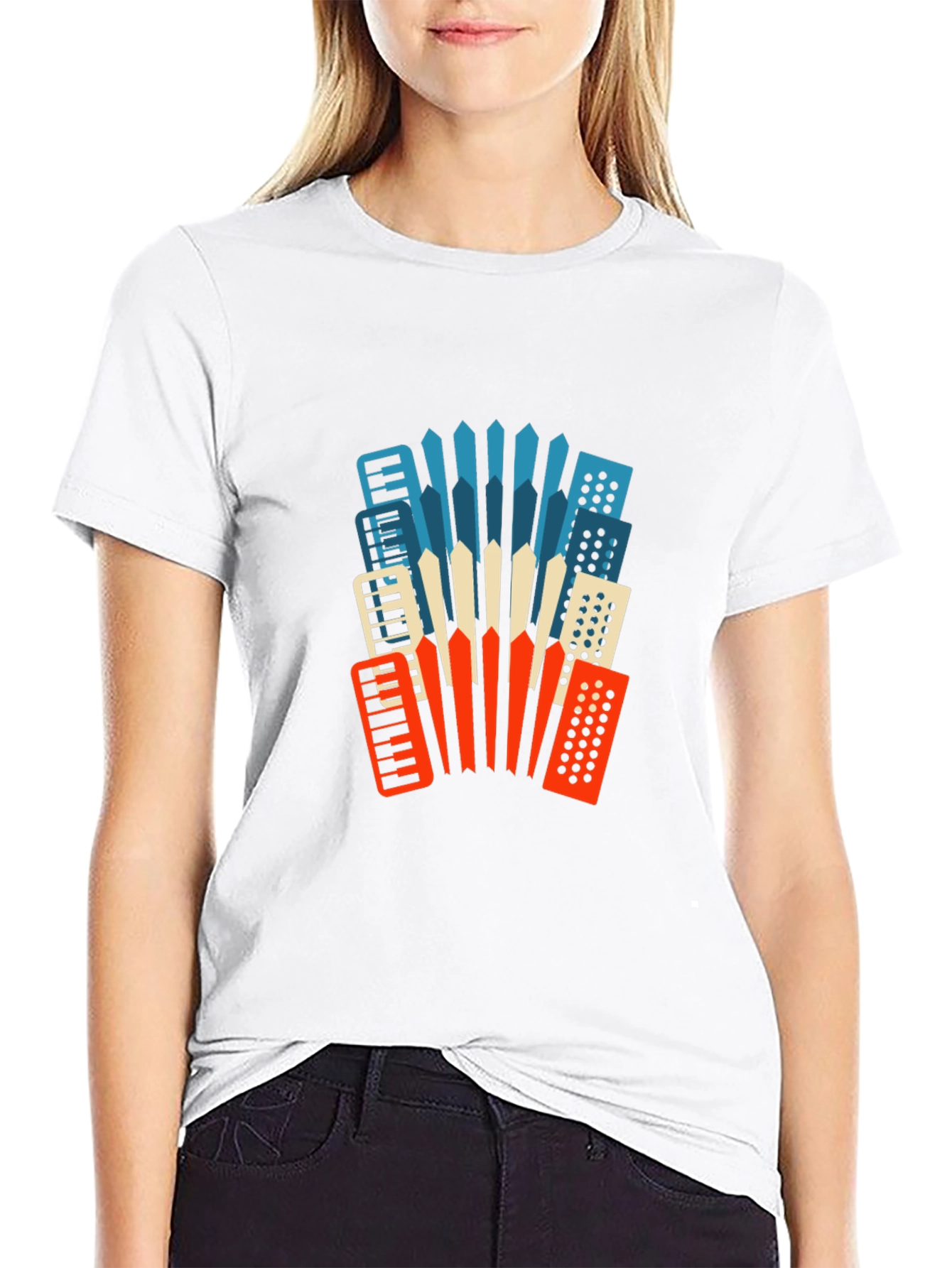 Accordion Graphic Print Black T-Shirt