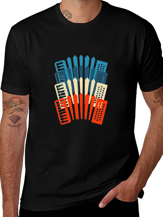 Accordion Graphic Print Black T-Shirt