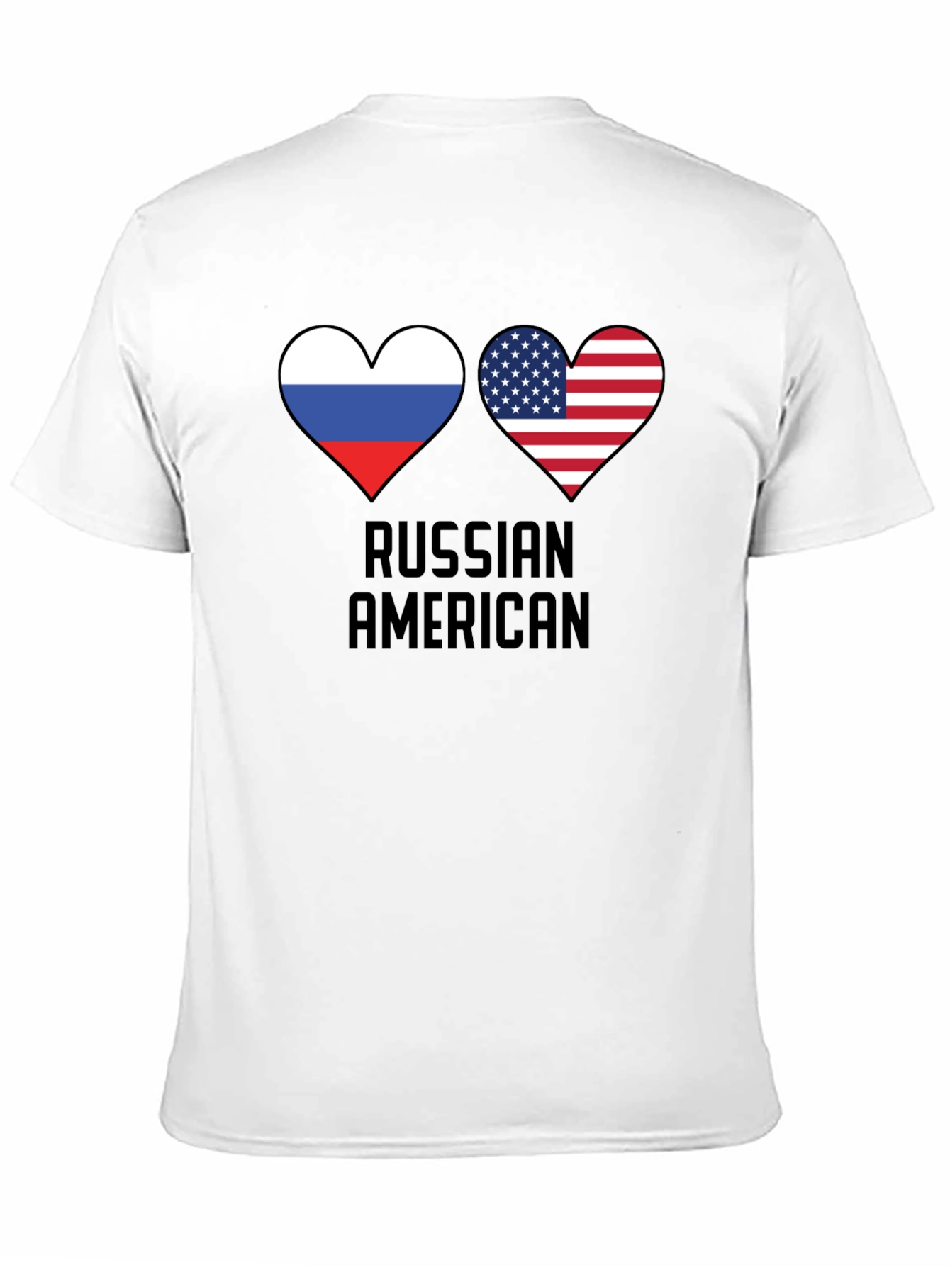 Russian American Flag Heart T-Shirt