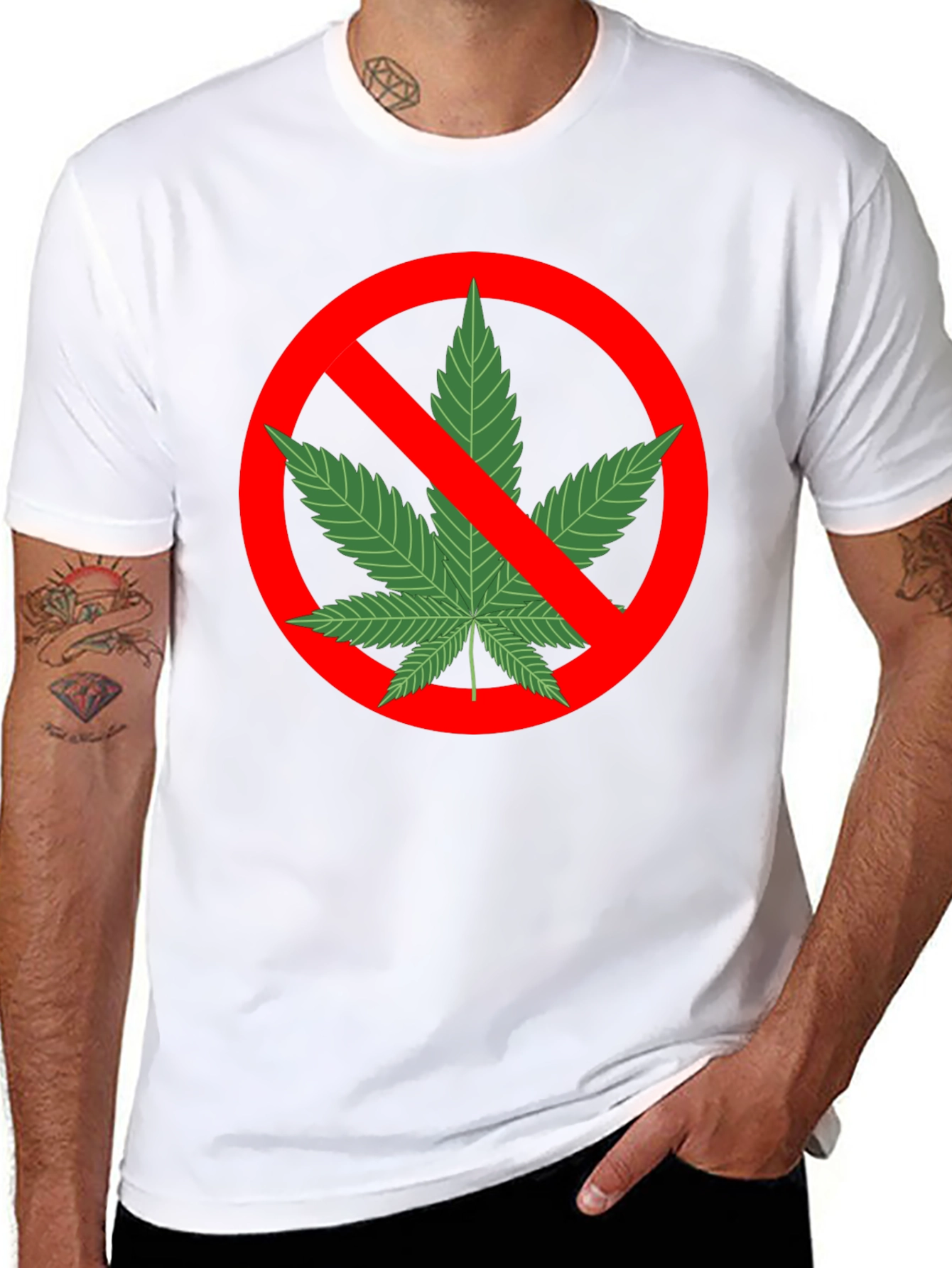 Anti-Marijuana Graphic Tee - Black Cotton T-Shirt