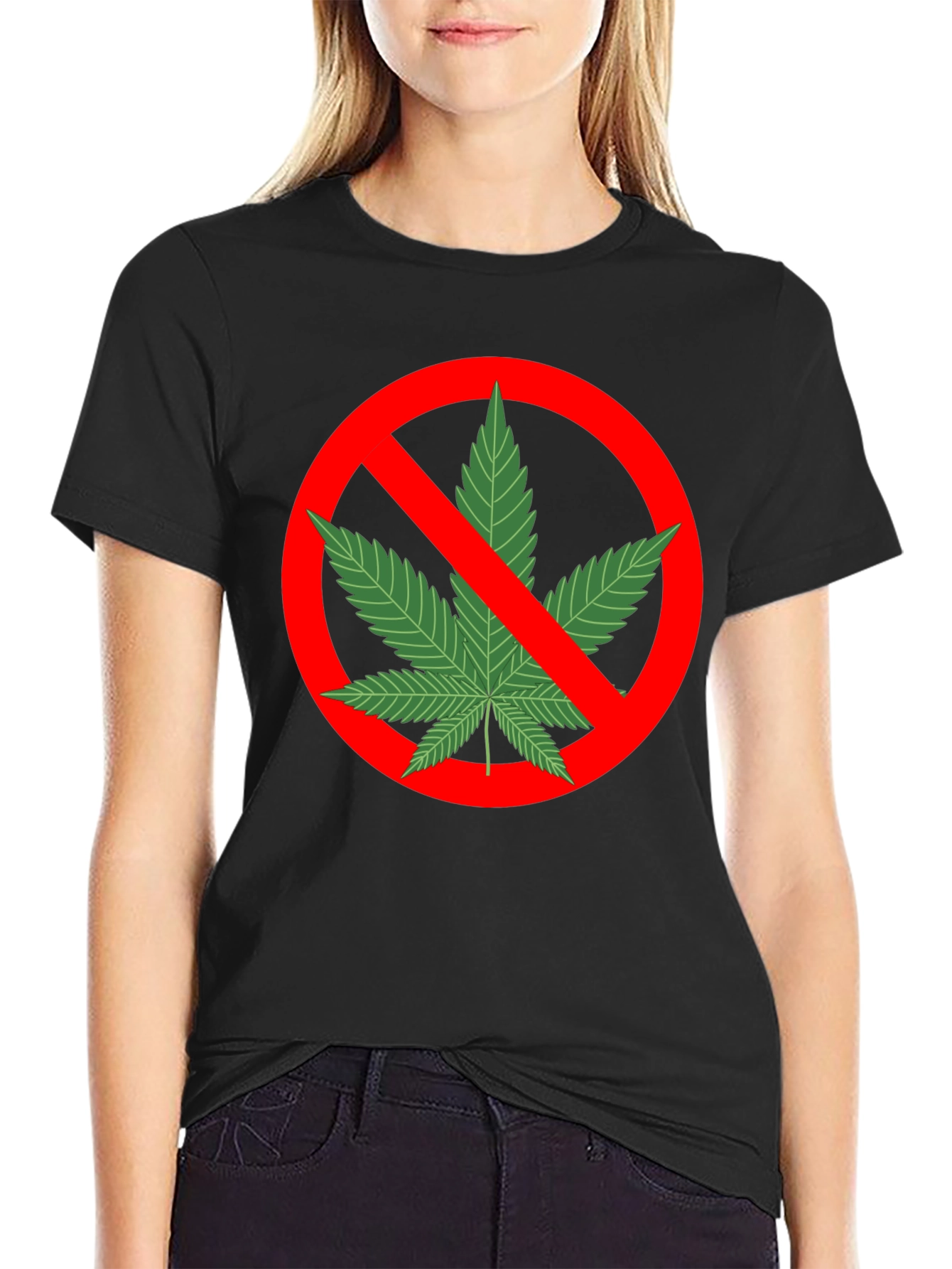 Anti-Marijuana Graphic Tee - Black Cotton T-Shirt