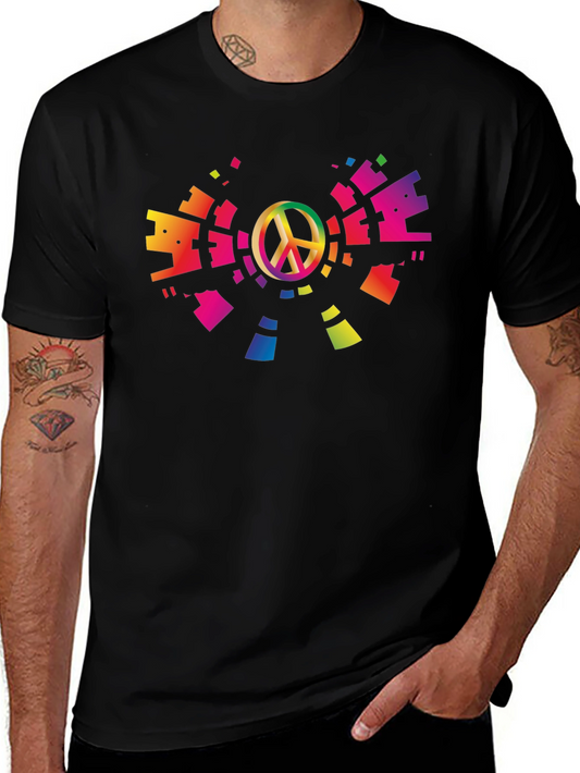 Peace Sign Rainbow Graphic T-Shirt