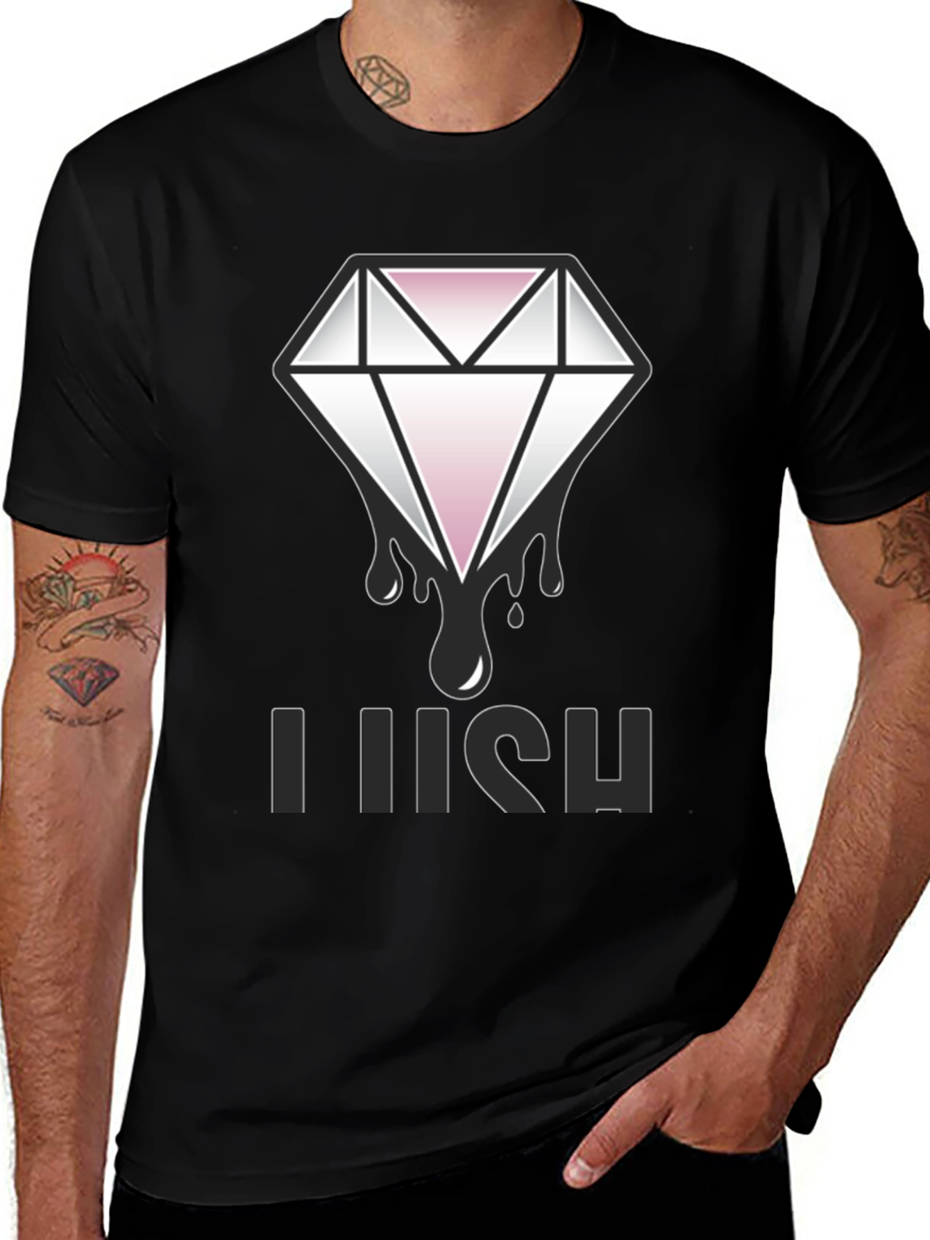 Lush Diamond Graphic Tee - Black Cotton Blend