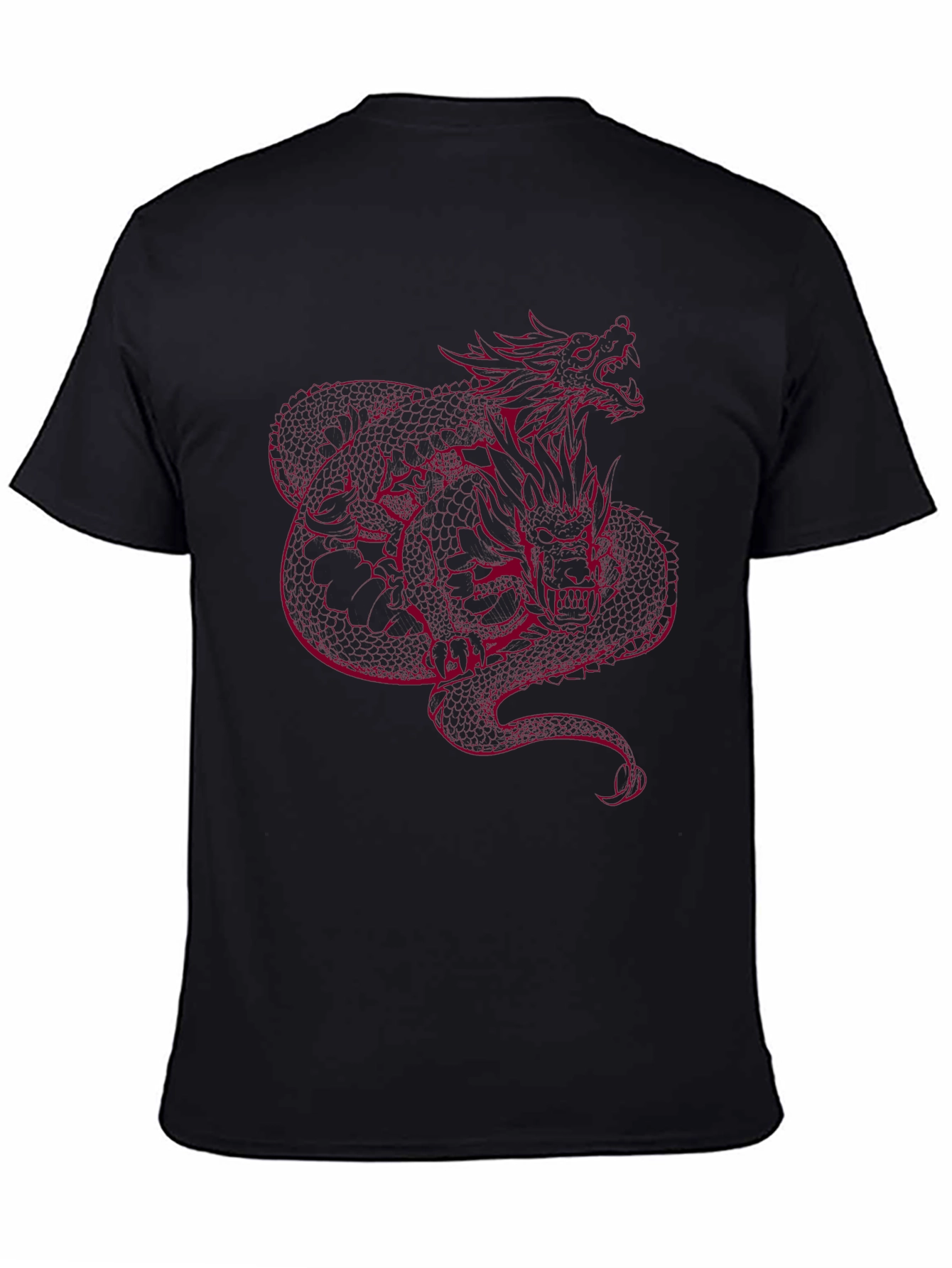 Dragon Graphic Tee - Red Print on Black