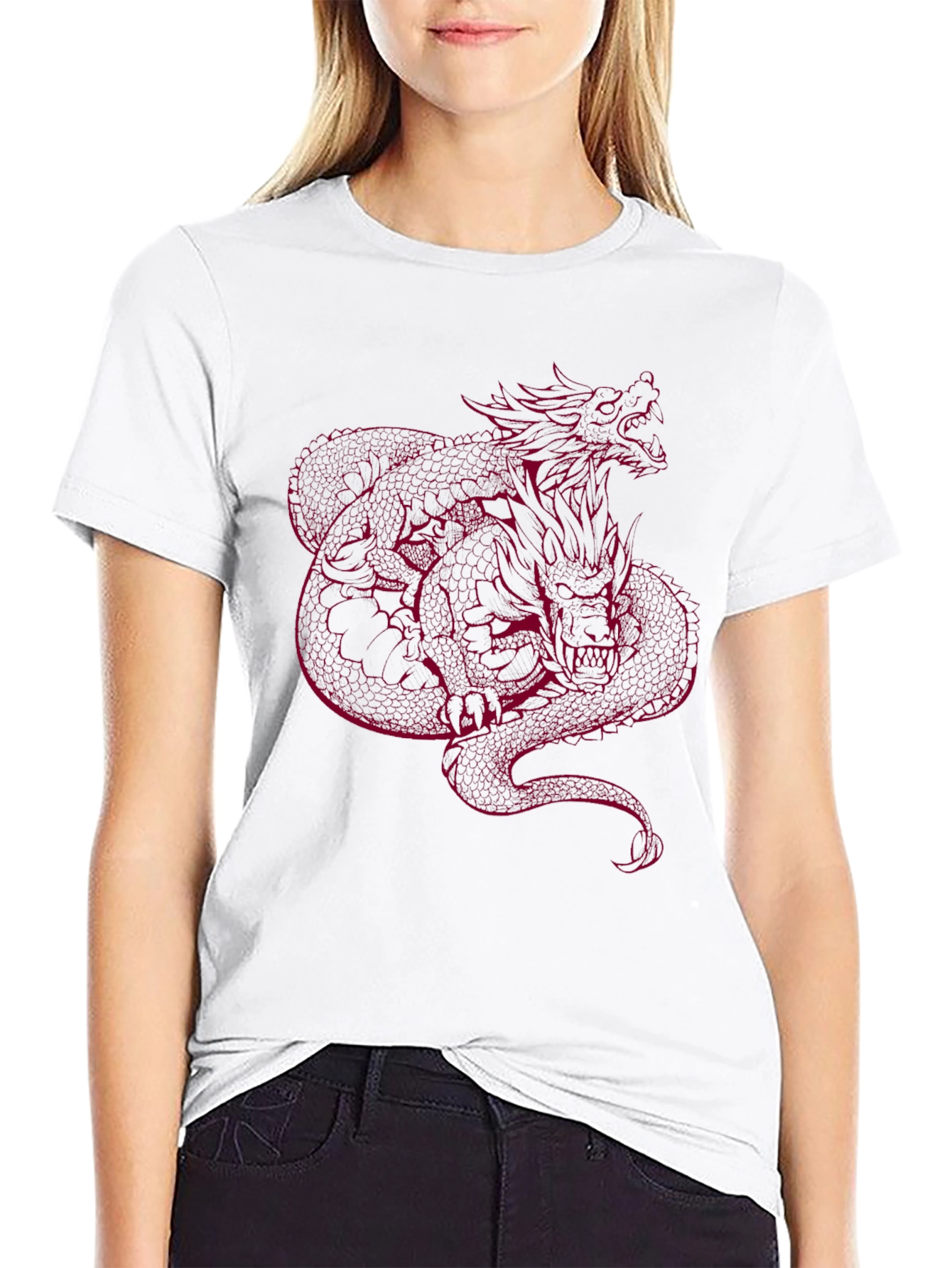 Dragon Graphic Tee - Red Print on Black