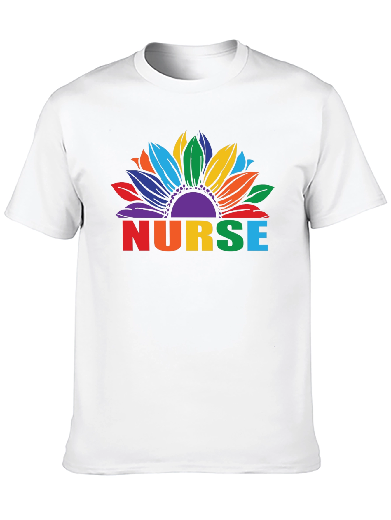 Rainbow Sunflower Nurse Graphic T-Shirt