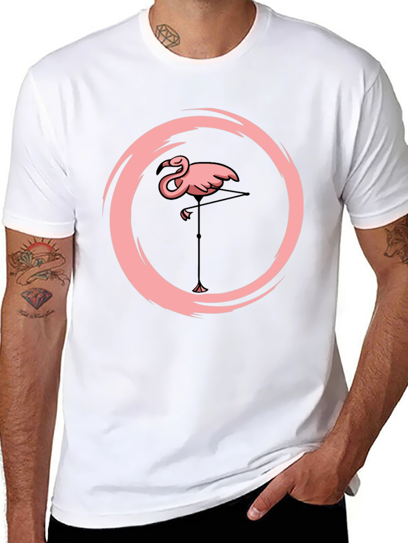Flamingo Graphic Print Black T-Shirt