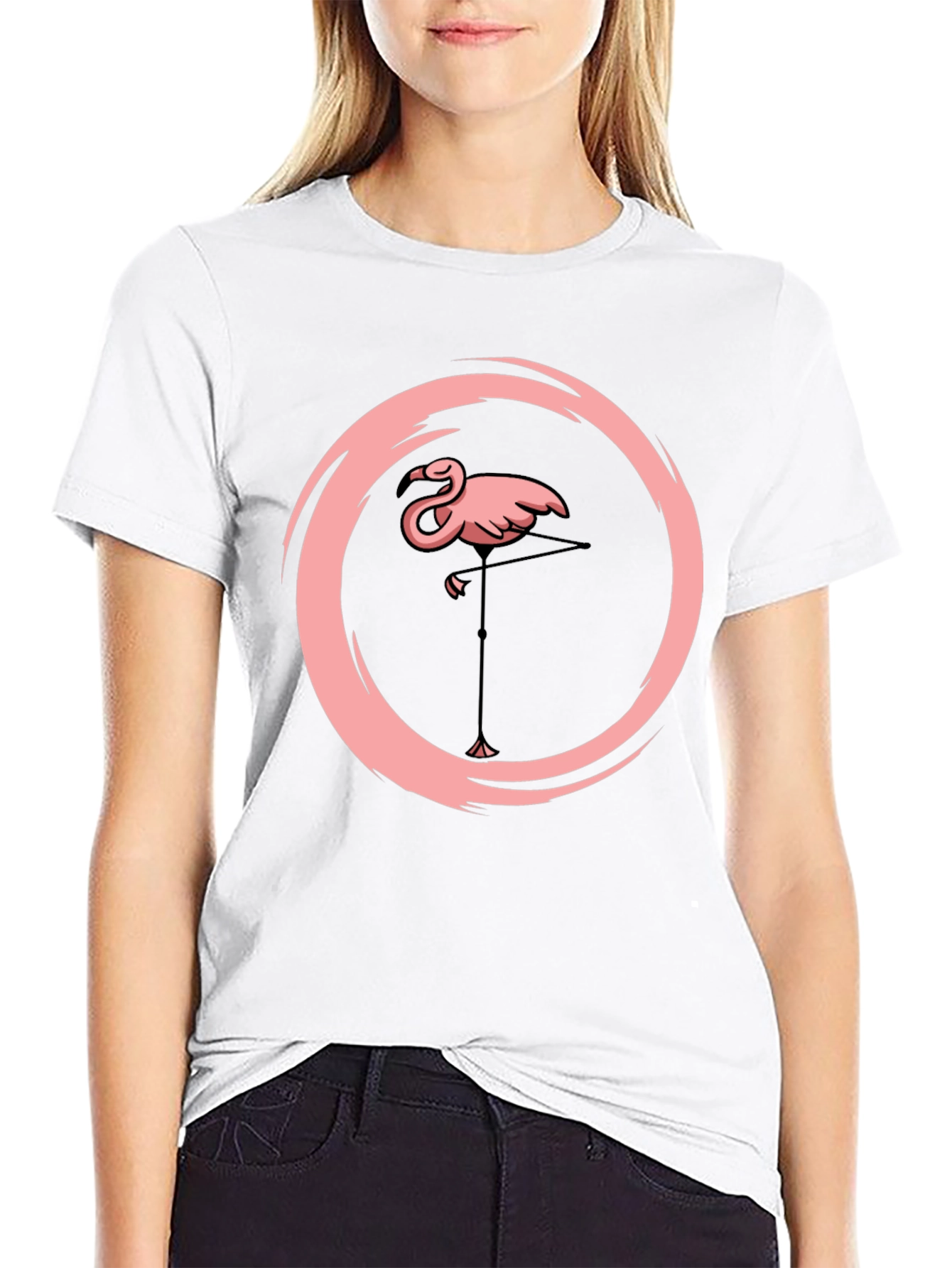 Flamingo Graphic Print Black T-Shirt