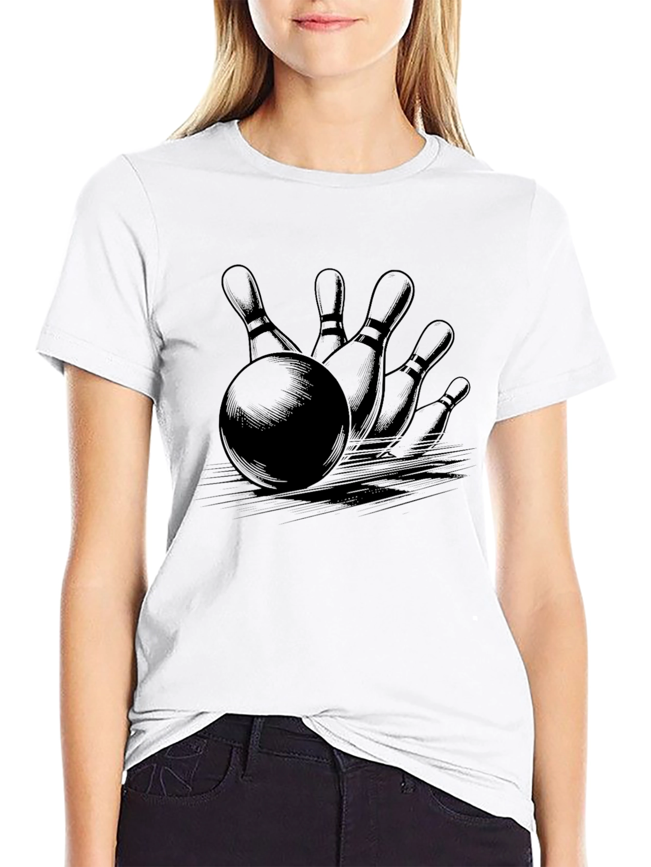 Bowling Strike Graphic Tee - Classic Black