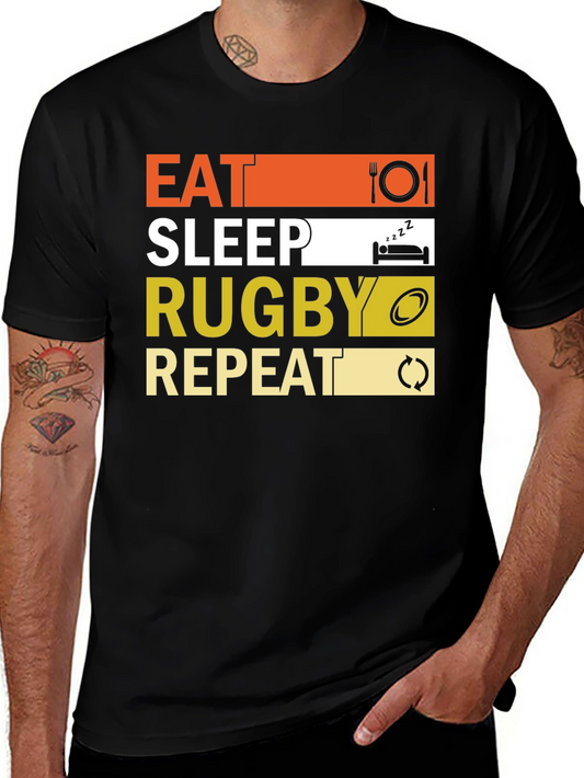 Eat Sleep Rugby Repeat Graphic Tee
