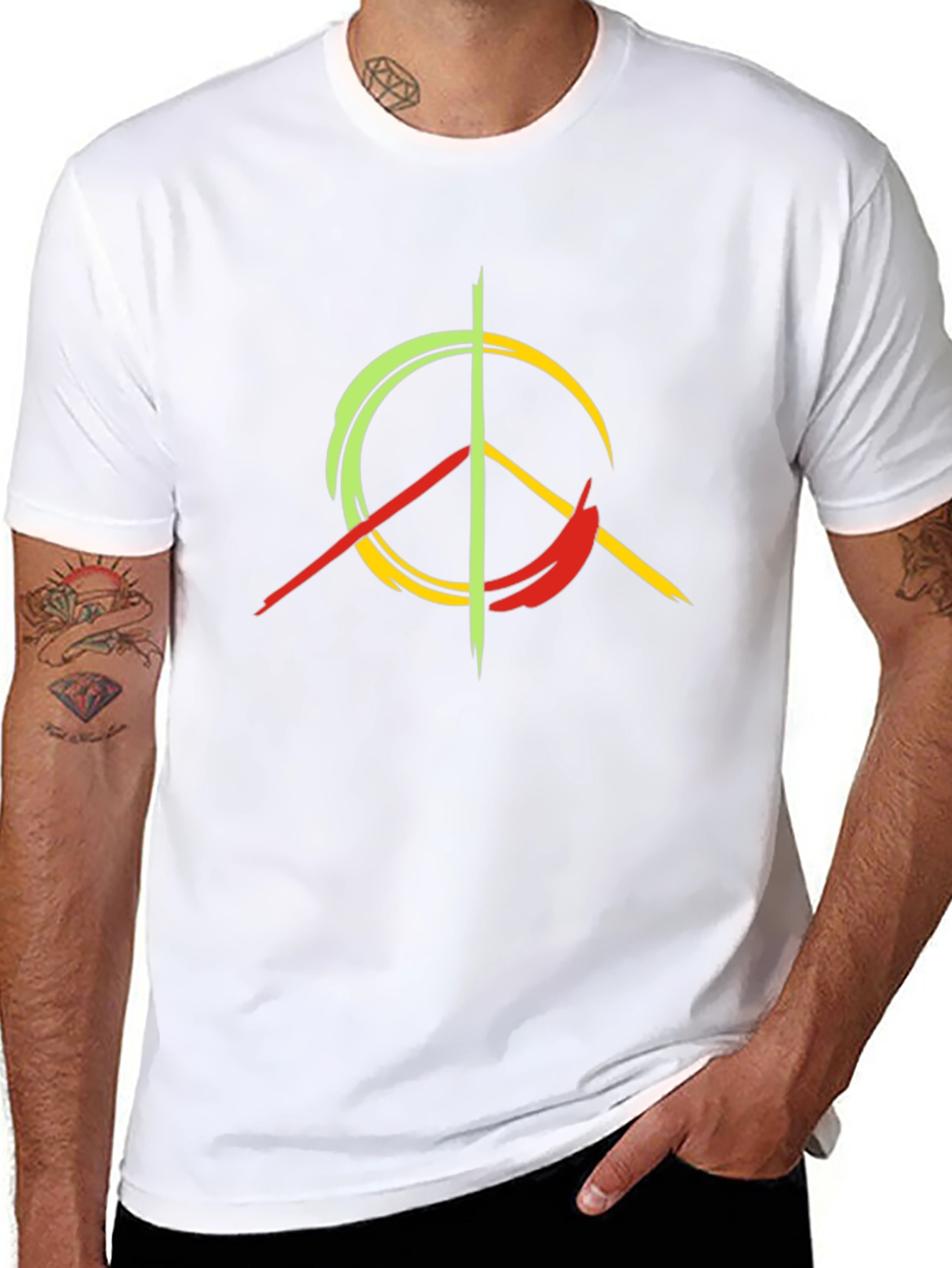 Peace Sign Graphic Tee - Black Cotton Blend