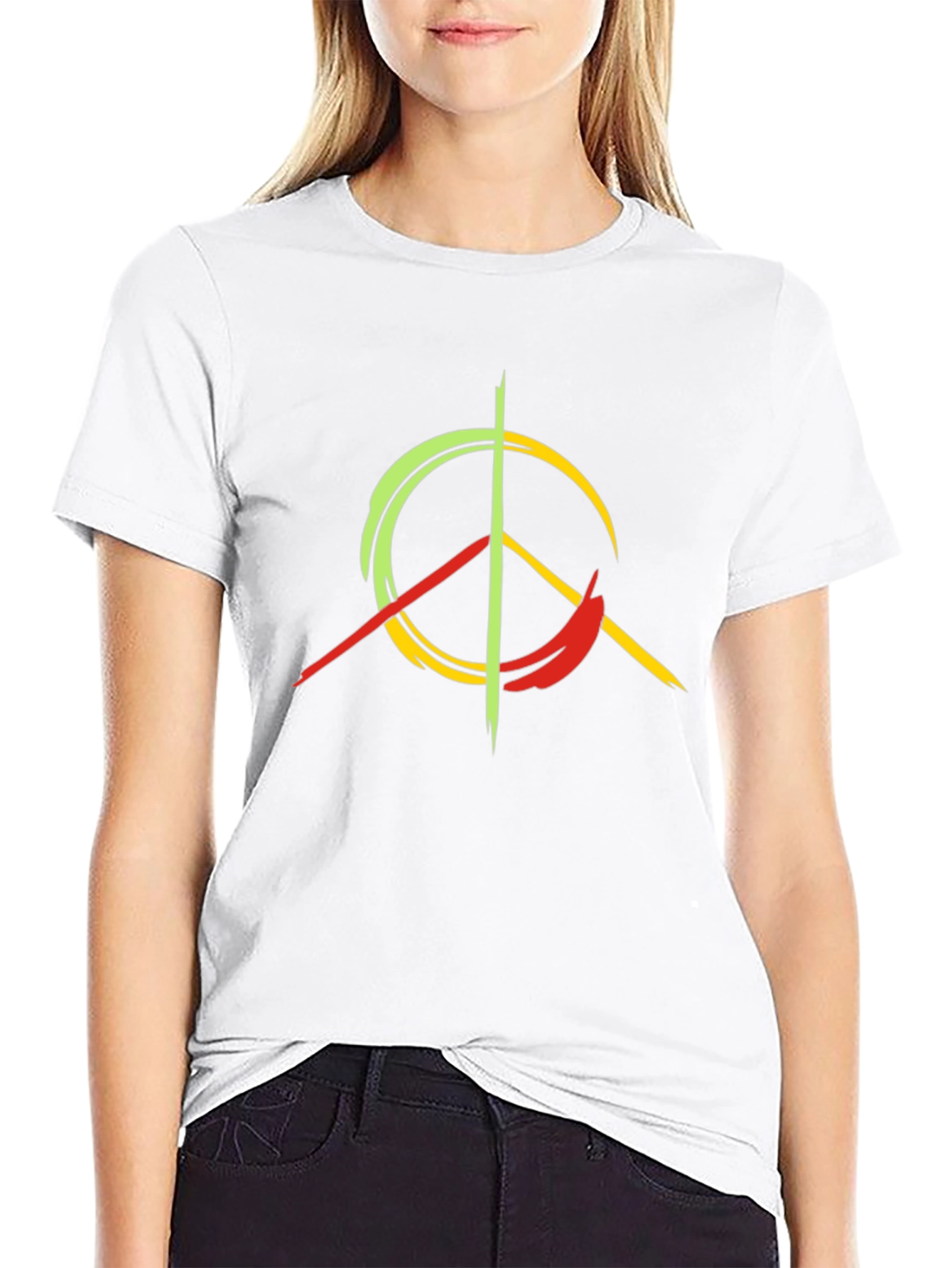 Peace Sign Graphic Tee - Black Cotton Blend