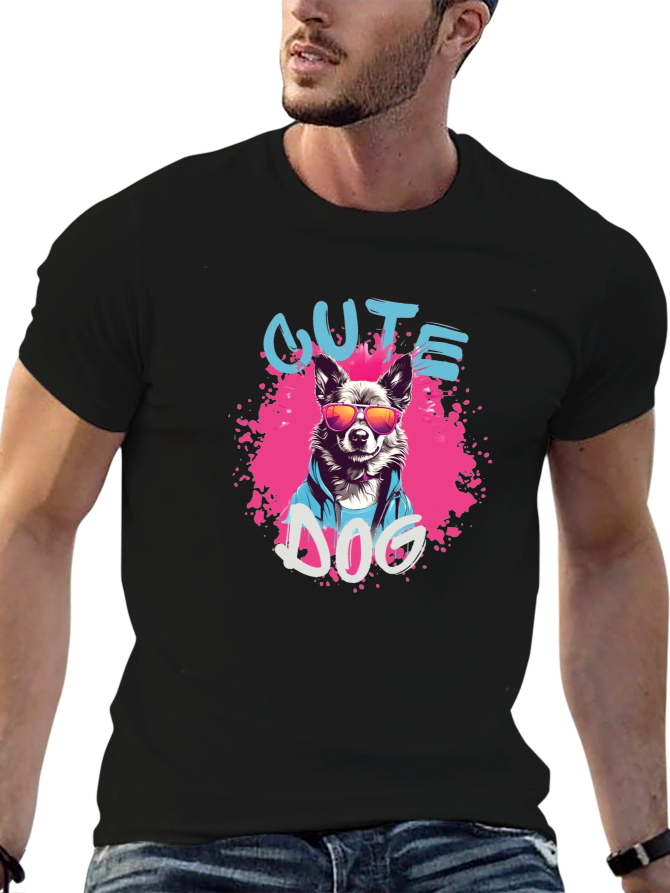 Cool Dog Graphic Tee - Black