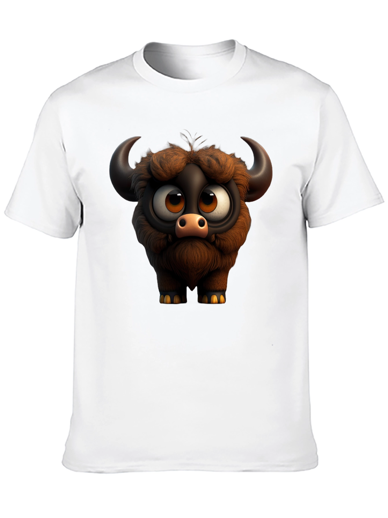 Cute Cartoon Buffalo Graphic Tee - Black