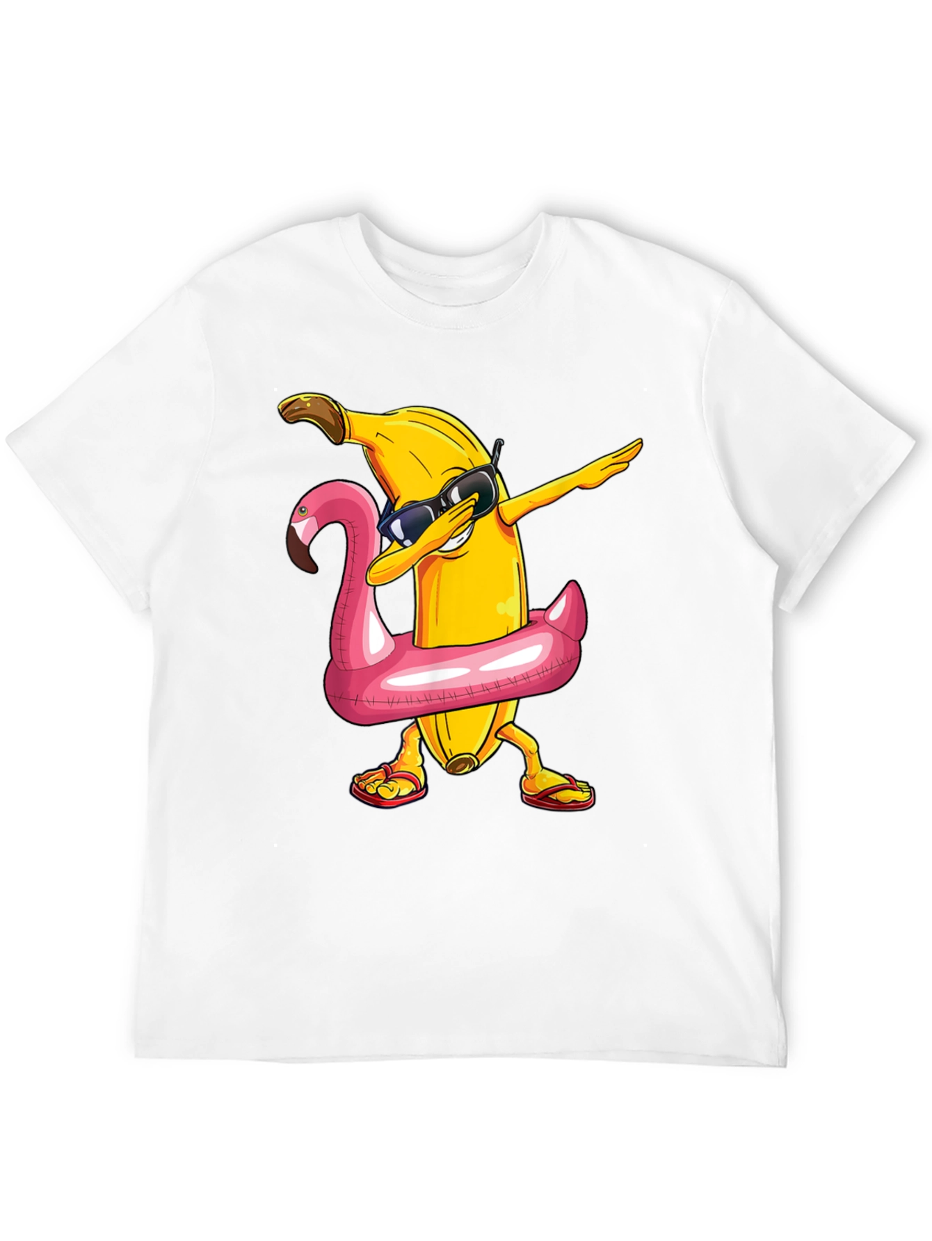 Banana Dabbing in Flamingo Float T-Shirt