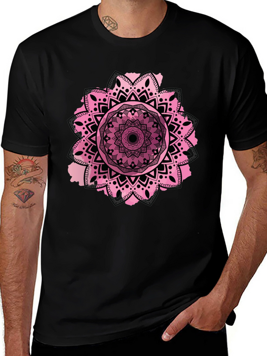 Mandala Design Mens Black T-Shirt