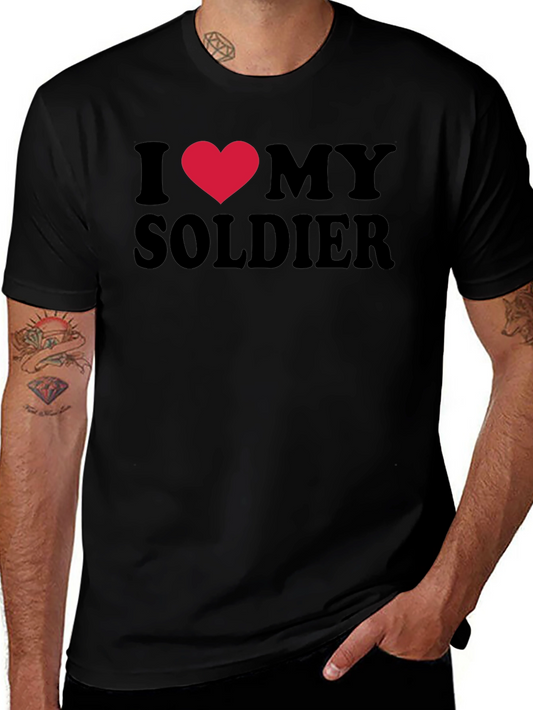 I Heart My Soldier T-Shirt - Black Graphic Tee