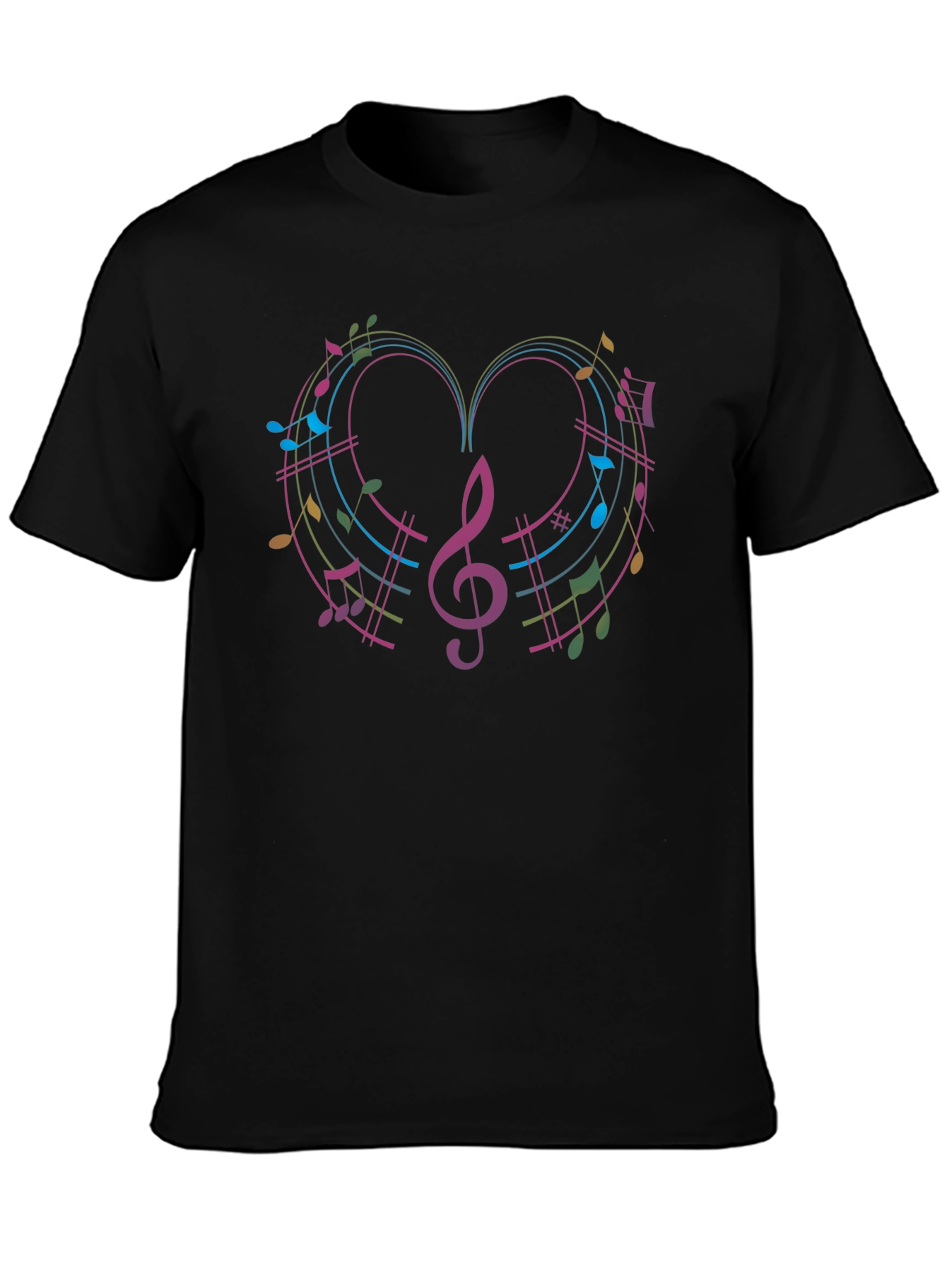Musical Heart Graphic Black T-Shirt