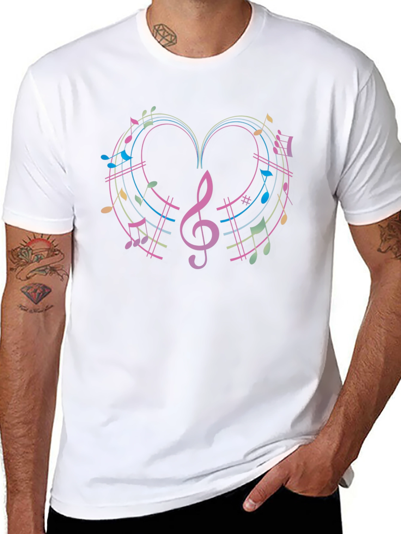 Musical Heart Graphic Black T-Shirt