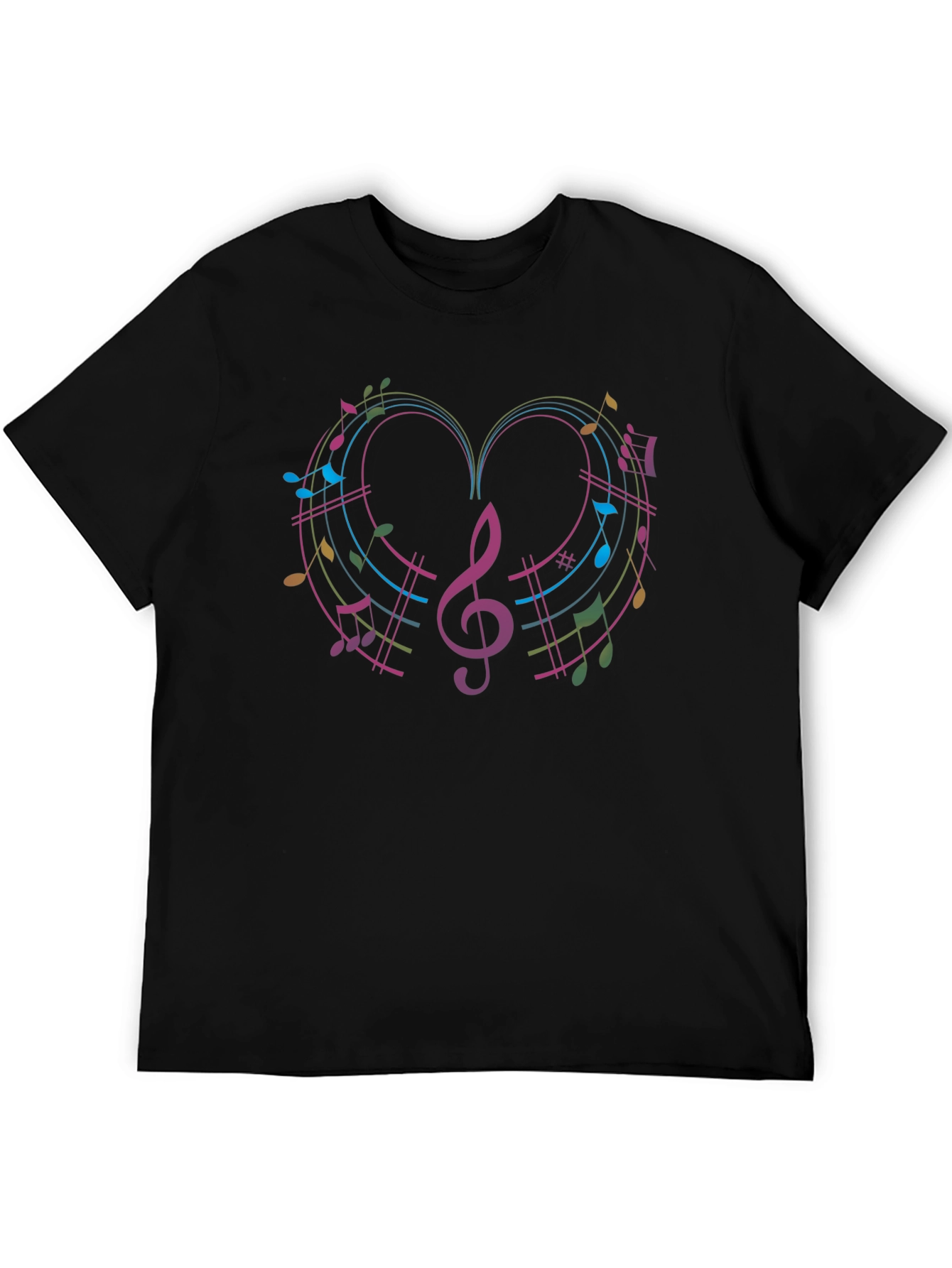 Musical Heart Graphic Black T-Shirt