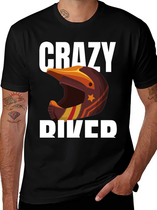 Crazy Rider Graphic Tee - Motorcycle Helmet Design
