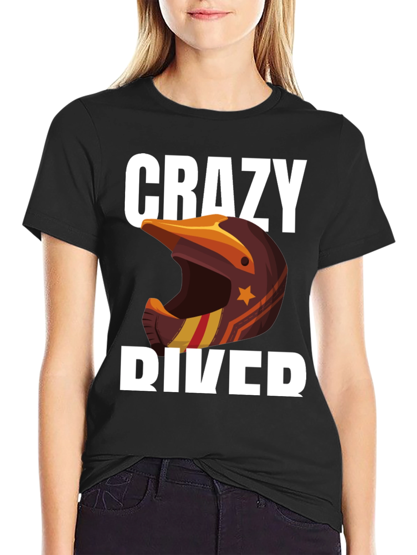 Crazy Rider Graphic Tee - Motorcycle Helmet Design