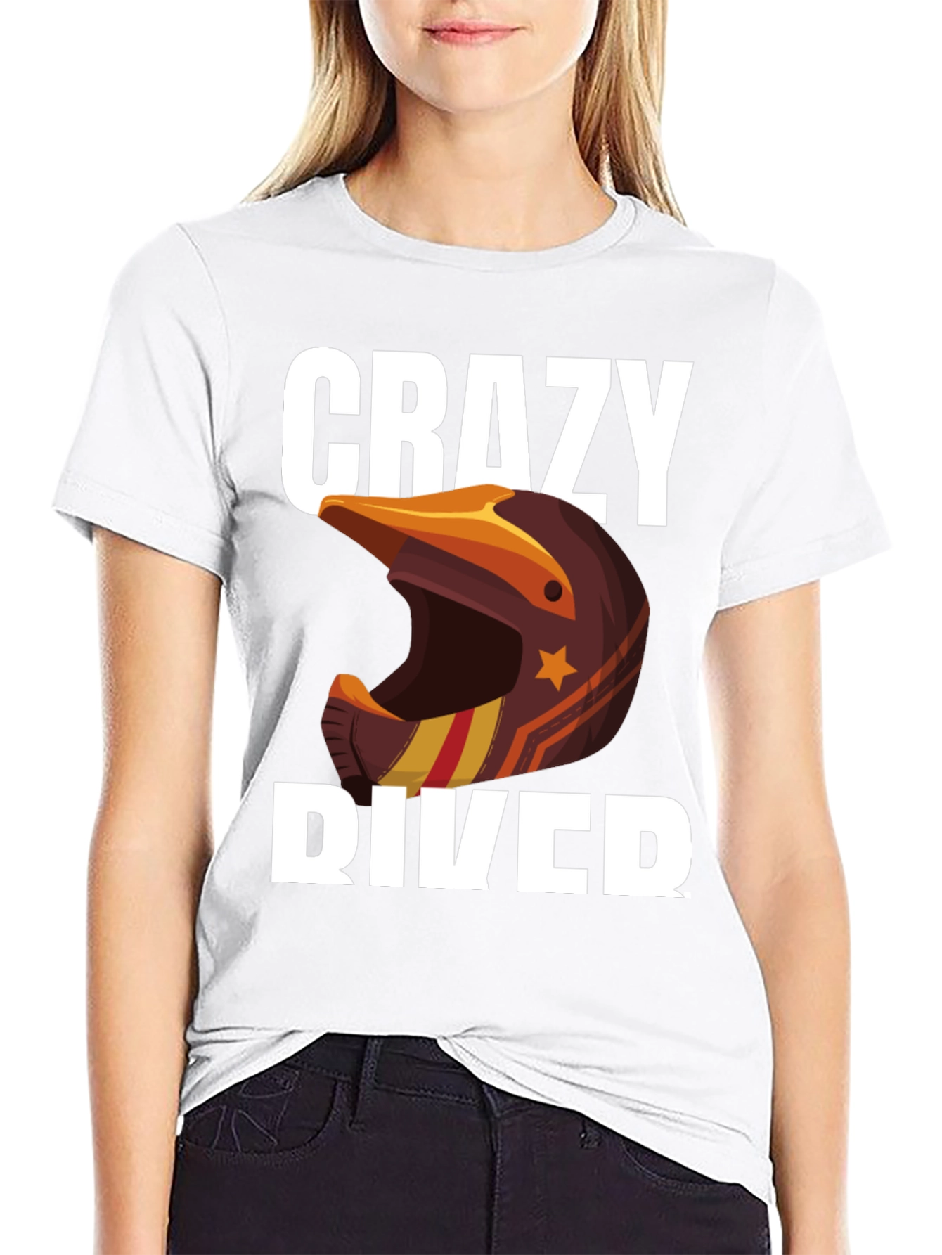 Crazy Rider Graphic Tee - Motorcycle Helmet Design