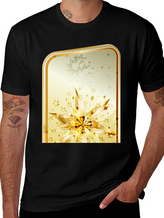 Golden Floral Burst Graphic T-Shirt - Stylish & Unique