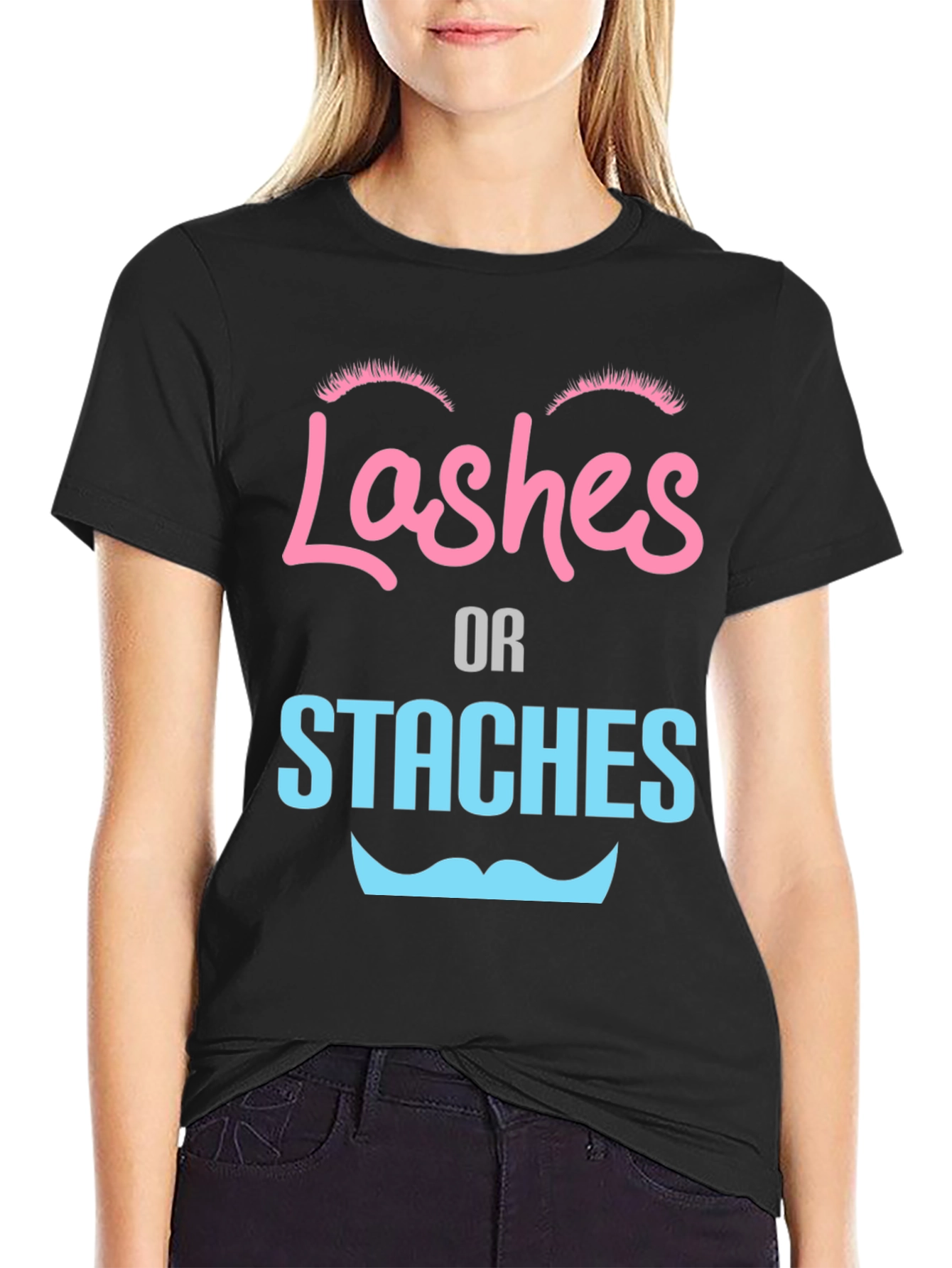 Lashes or Staches Gender Reveal Tee