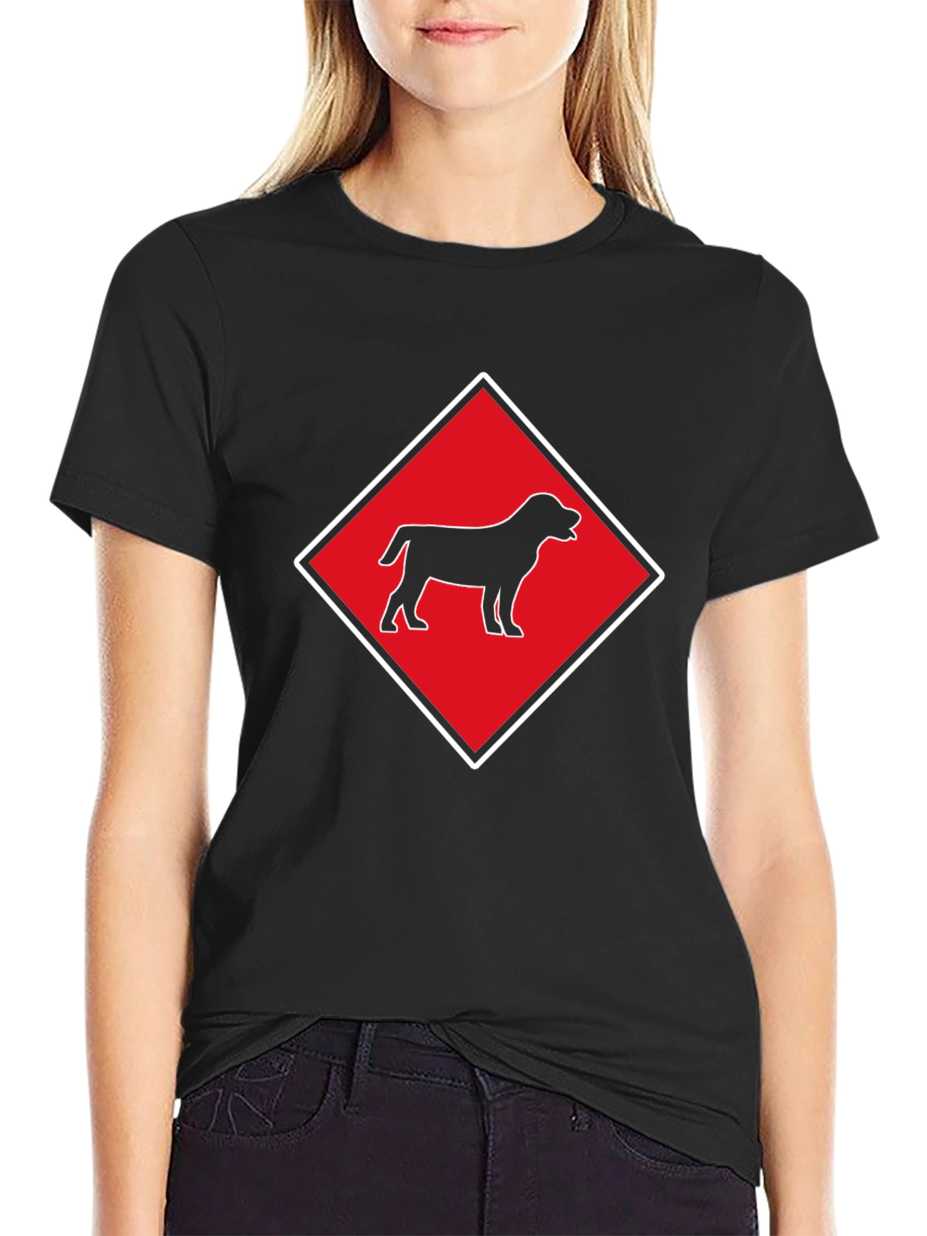 Black Dog Graphic Tee - Diamond Design