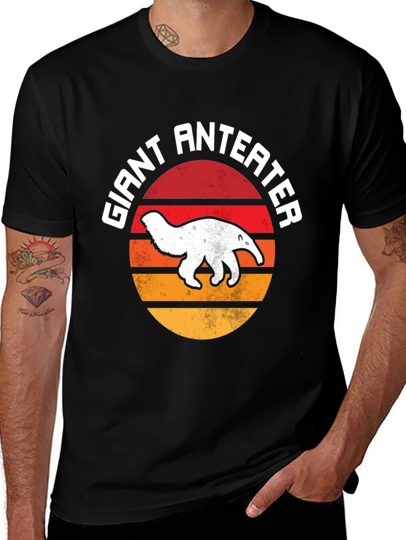 Giant Anteater Sunset Graphic Tee - Black