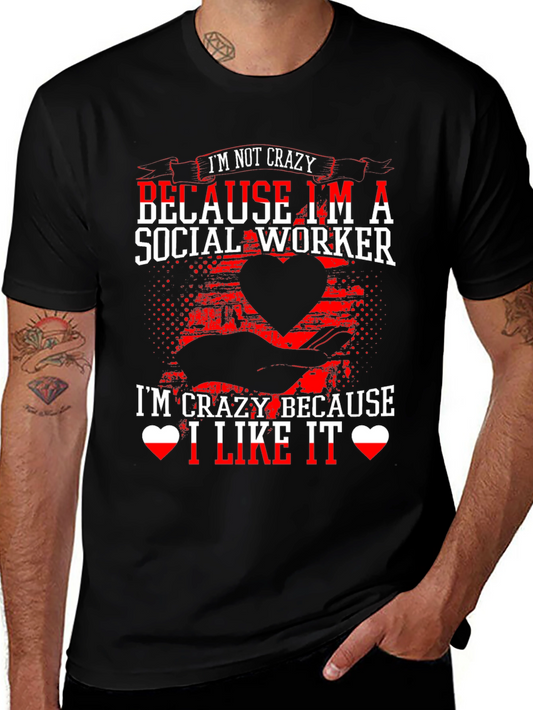 Crazy Social Worker Graphic Tee - Black