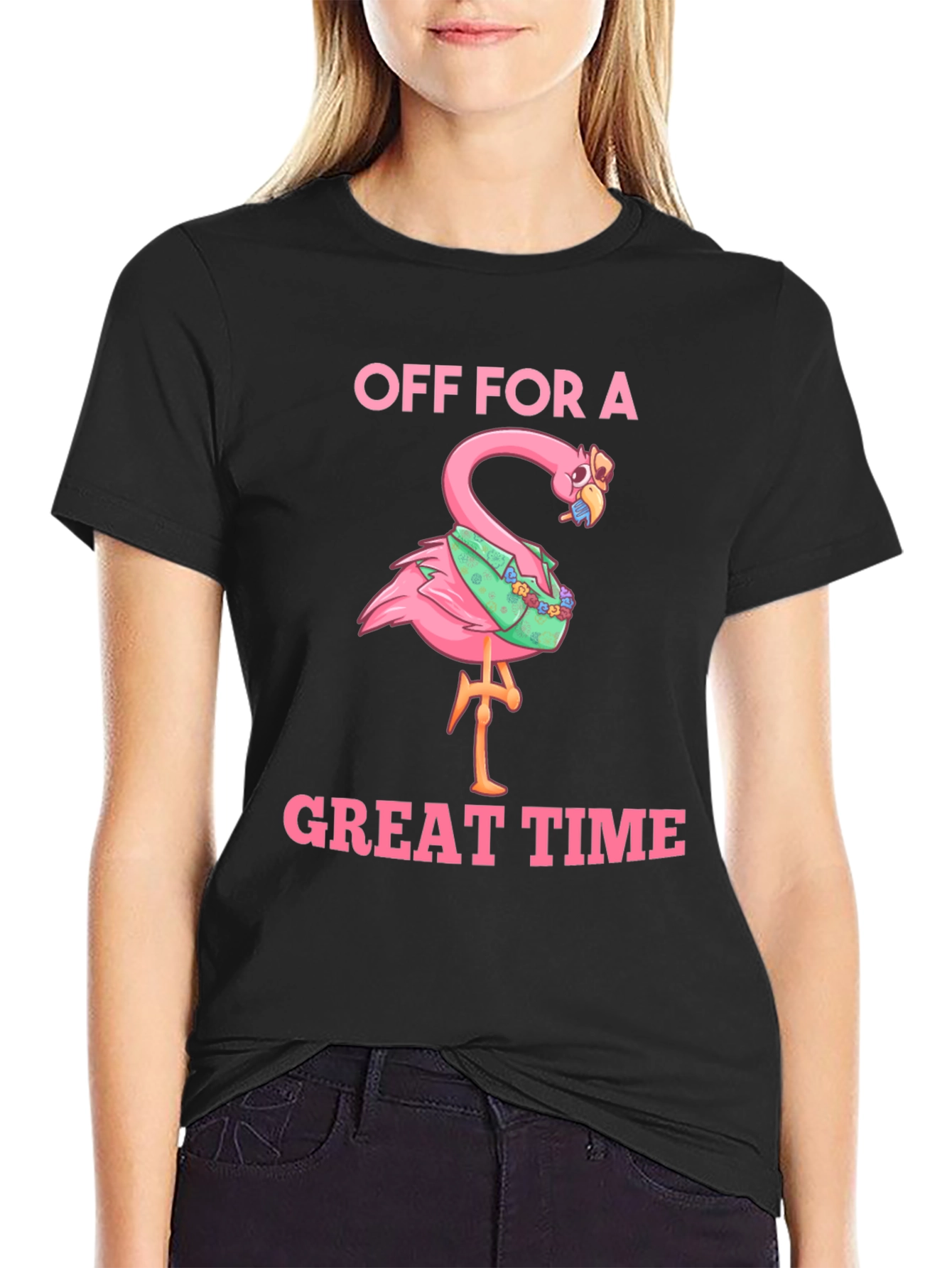 Off For a Great Time Flamingo T-Shirt